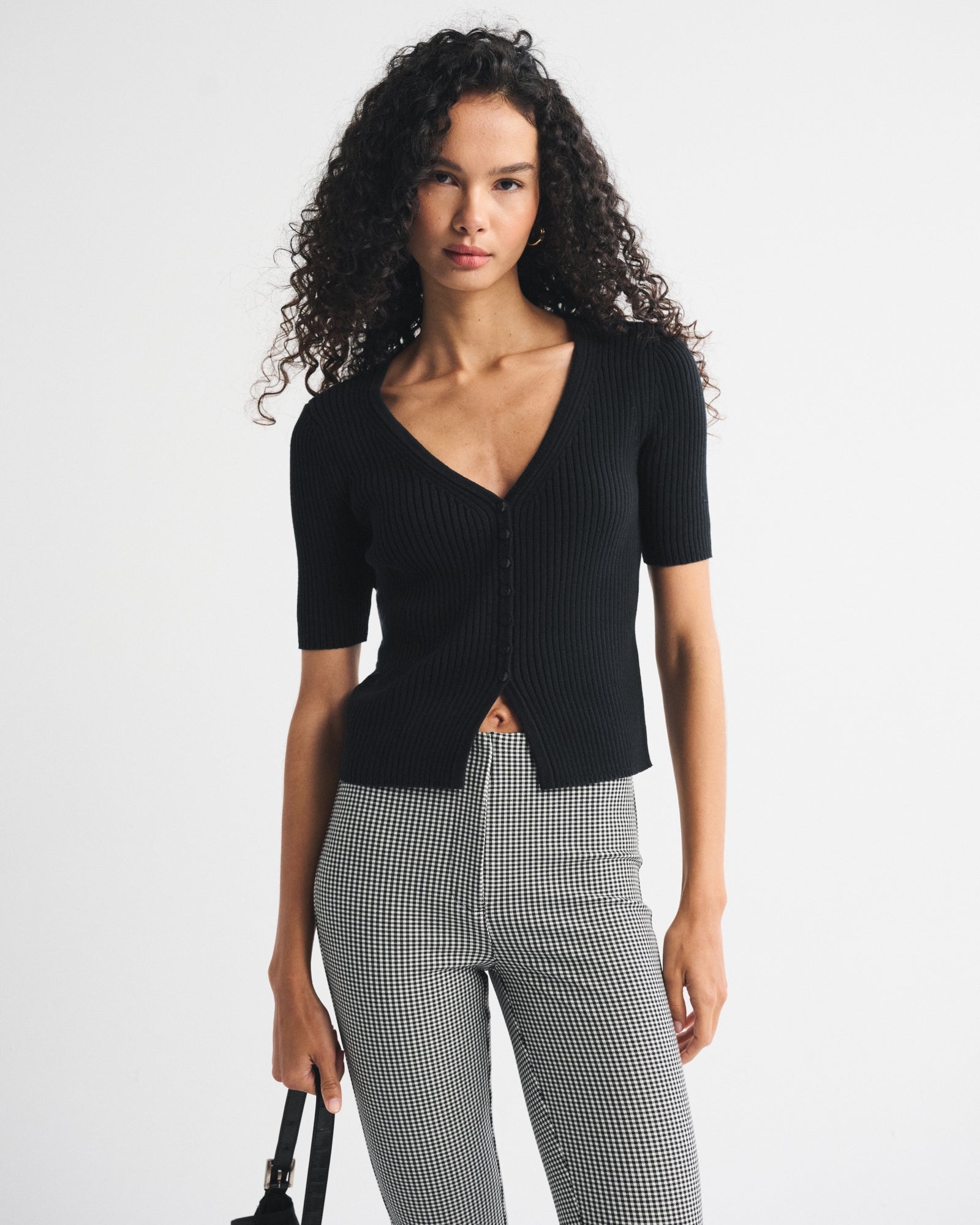 Abercrombie 100% Cotton Rib Half-Sleeve Cardigan