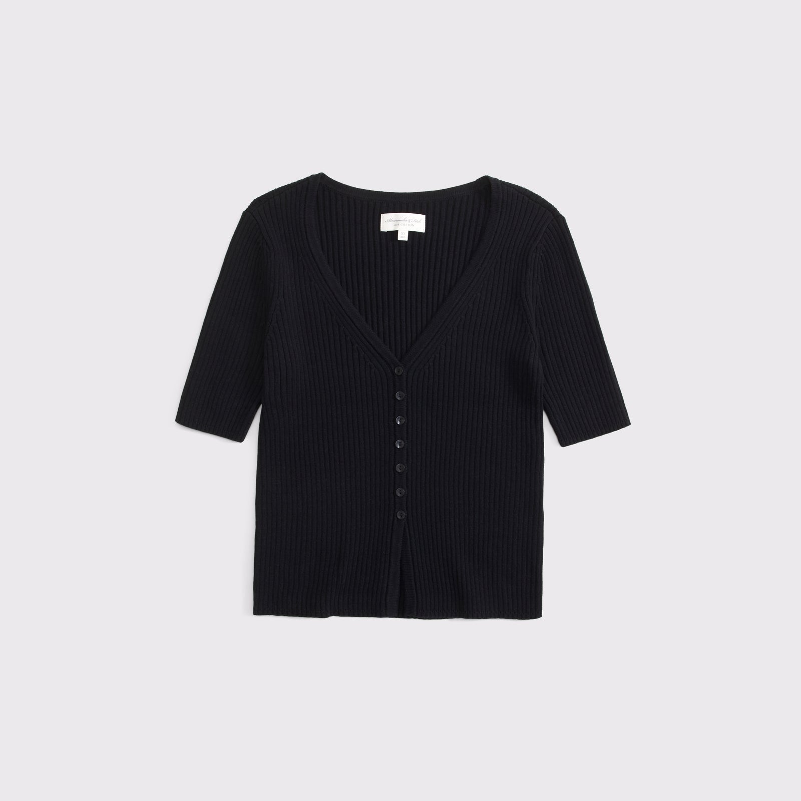 Abercrombie 100% Cotton Rib Half-Sleeve Cardigan