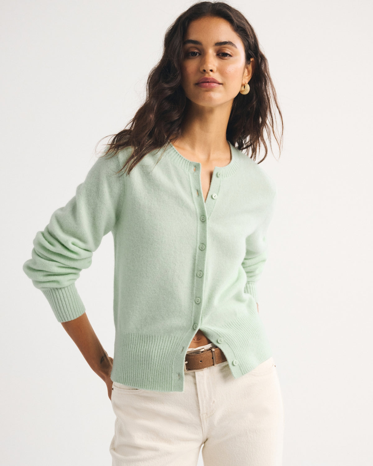 Abercrombie 100% Merino Wool Banded Crew Cardigan