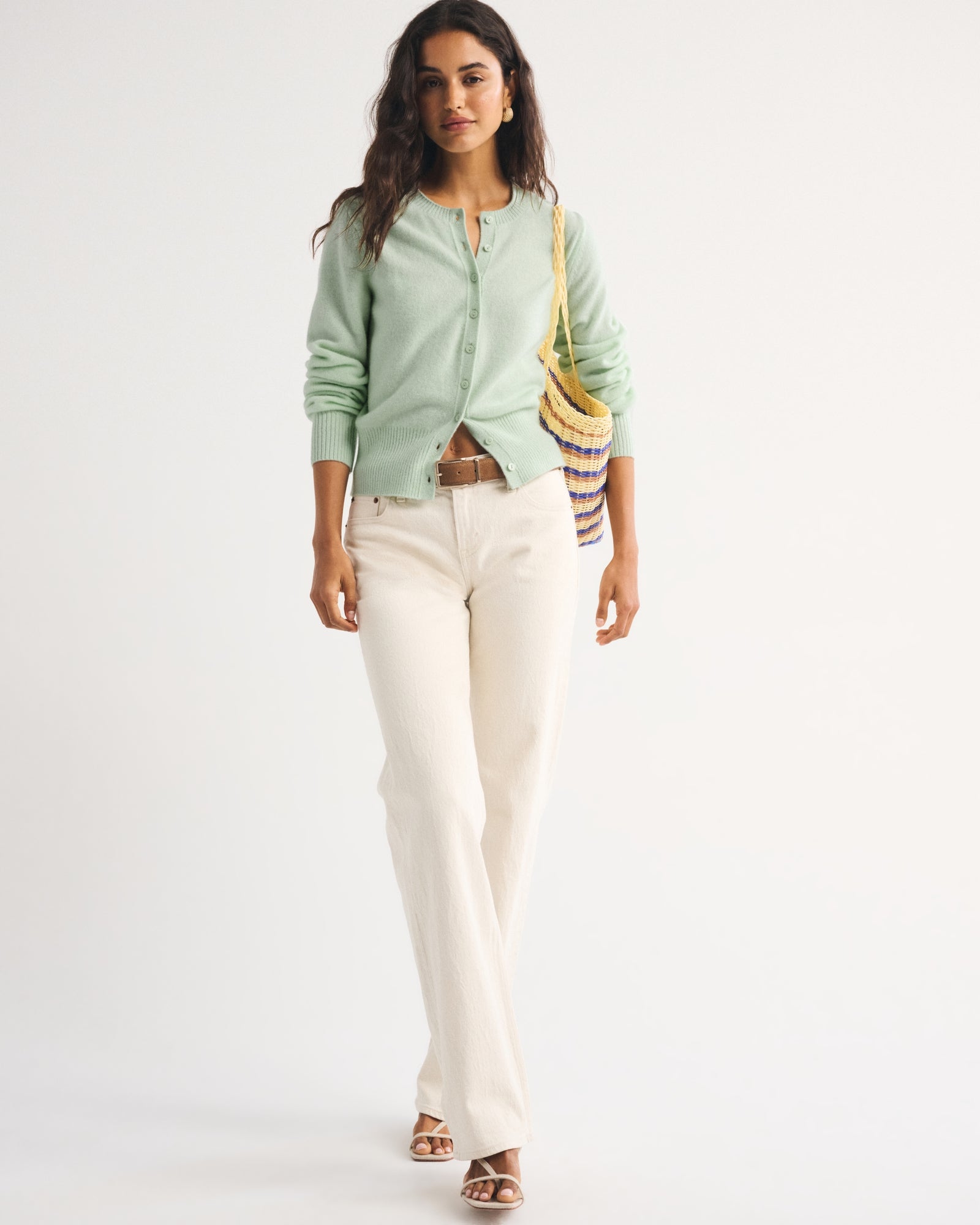 Abercrombie 100% Merino Wool Banded Crew Cardigan