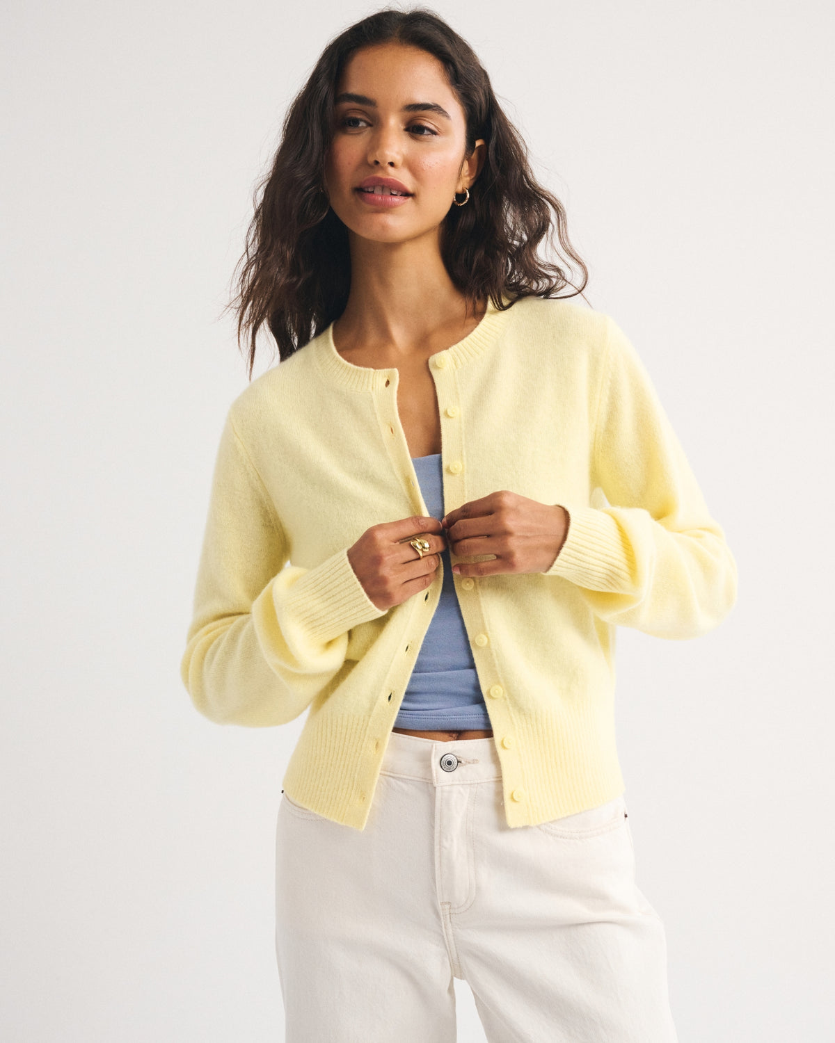 Abercrombie 100% Merino Wool Banded Crew Cardigan