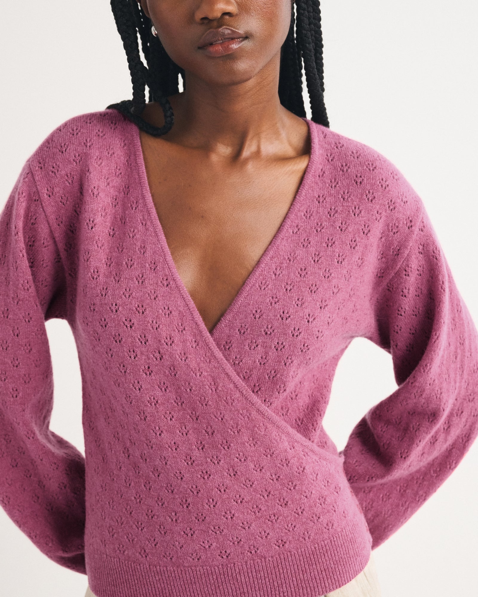 Abercrombie 100% Merino Wool Pointelle Wrap Sweater