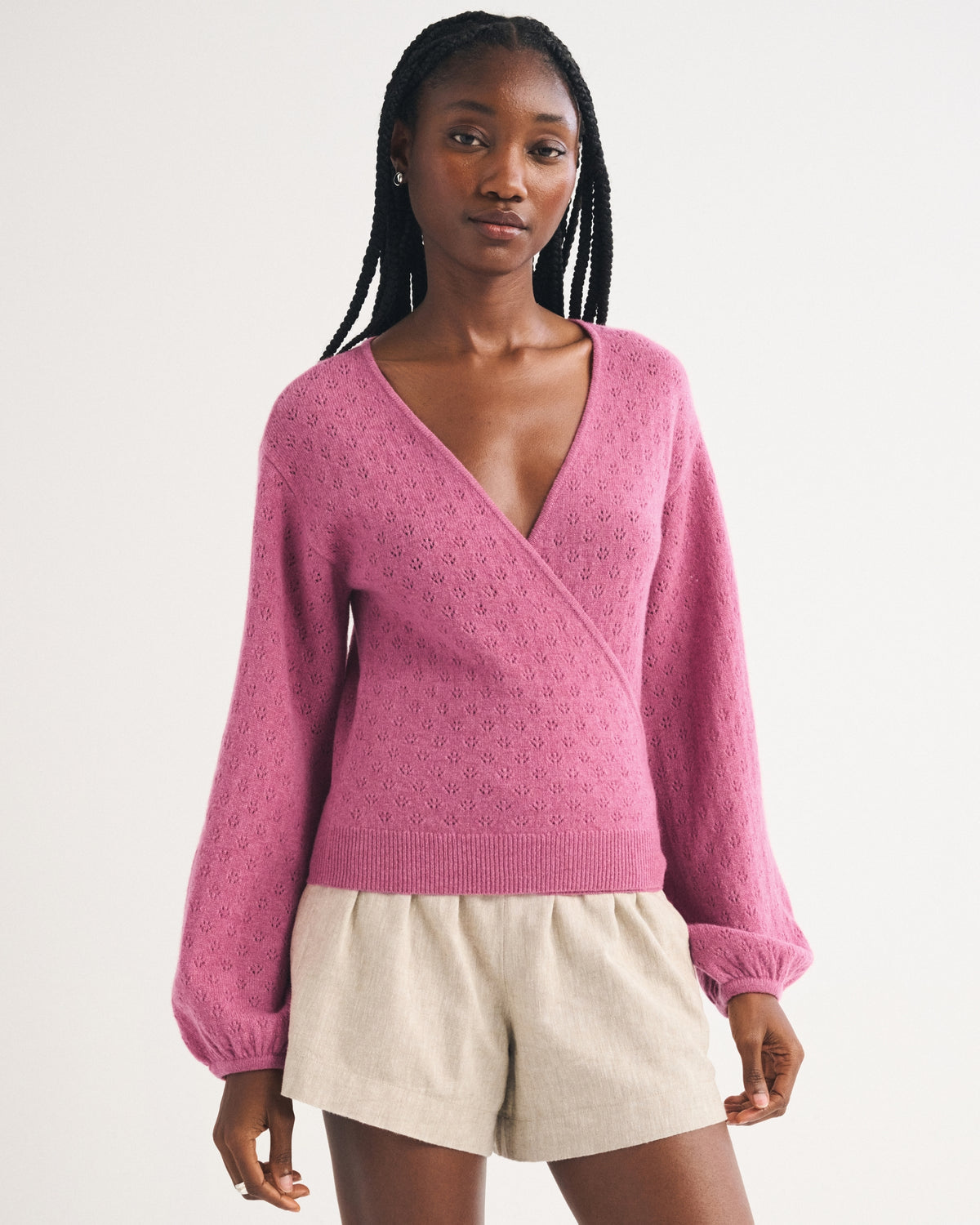 Abercrombie 100% Merino Wool Pointelle Wrap Sweater