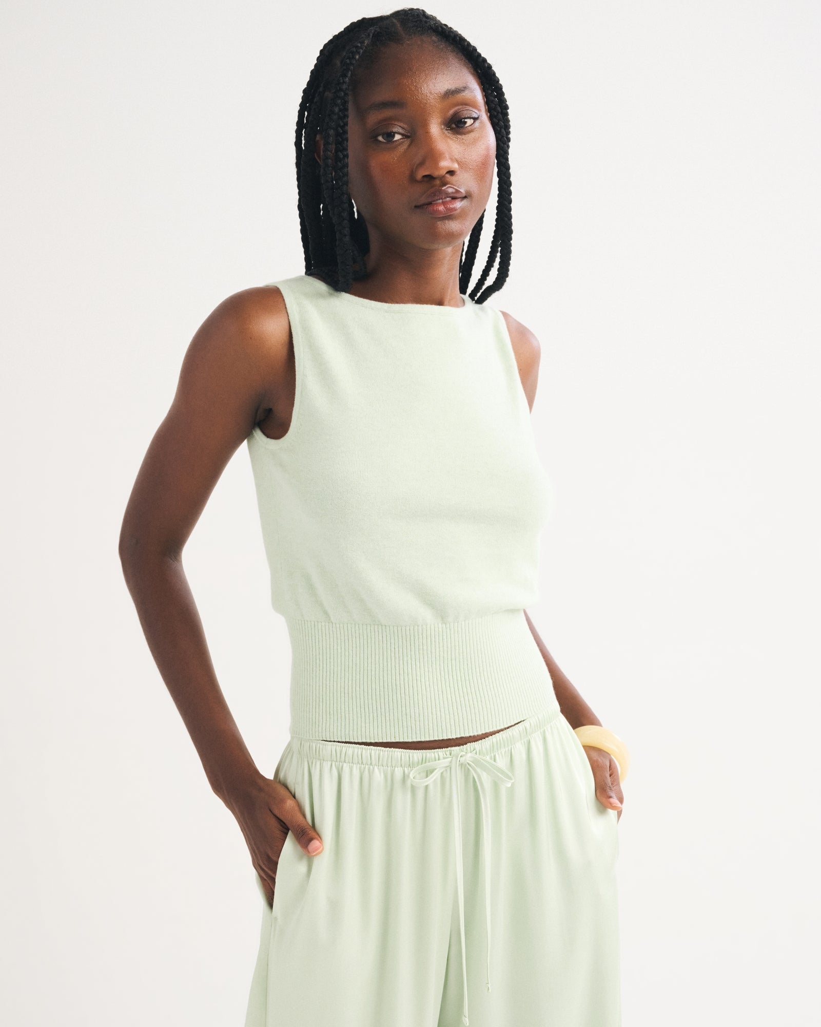 Abercrombie Cotton-Cashmere Blend Banded Shell Sweater