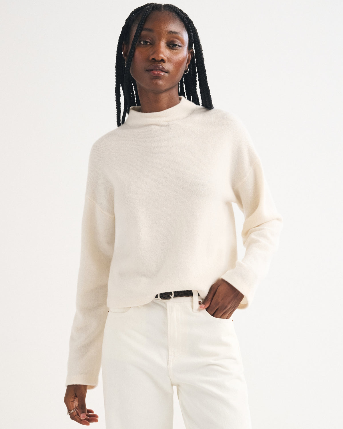 Abercrombie 100% Merino Wool Easy Mock Neck Sweater