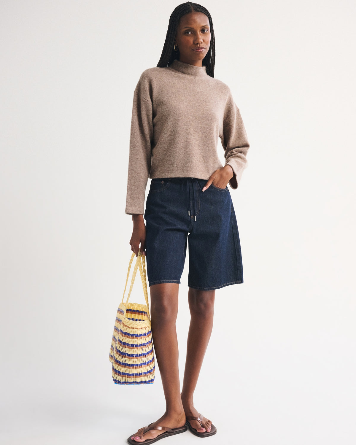Abercrombie 100% Merino Wool Easy Mock Neck Sweater