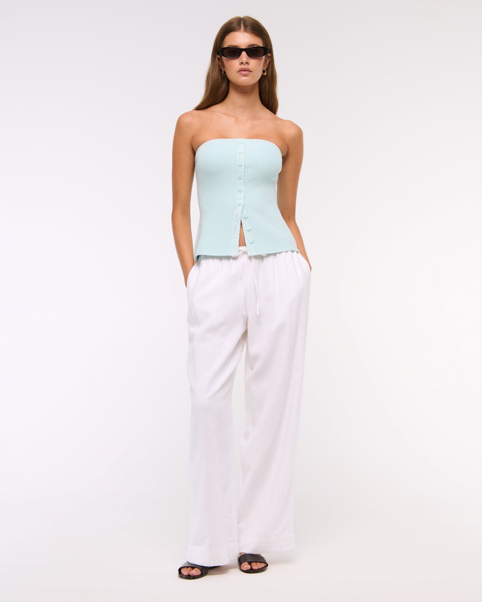 Abercrombie Ottoman Button-Front Tube Top