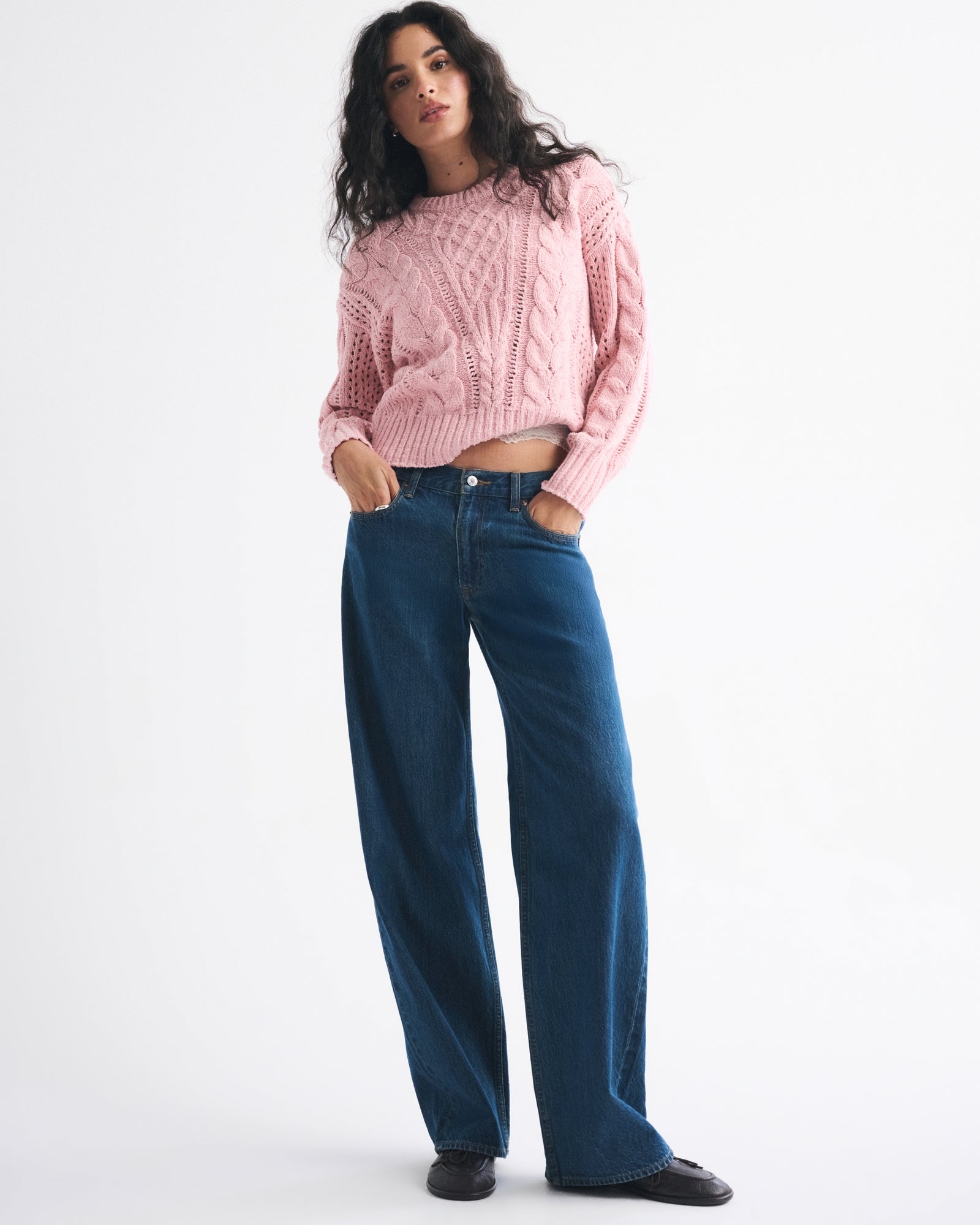 Abercrombie Textural Stitch Cable Crew Sweater