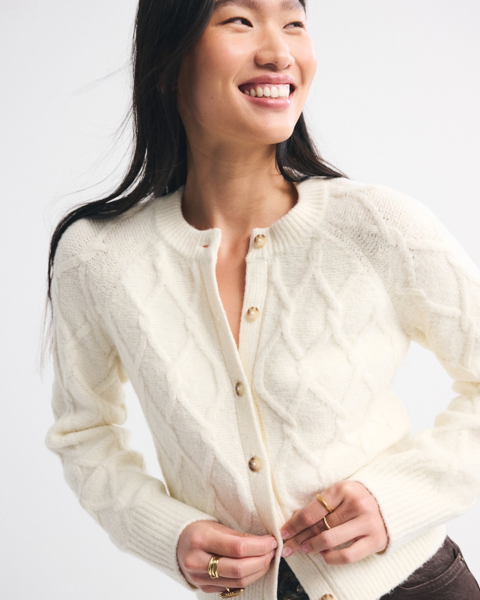 Abercrombie Cable-Knit Crew Cardigan