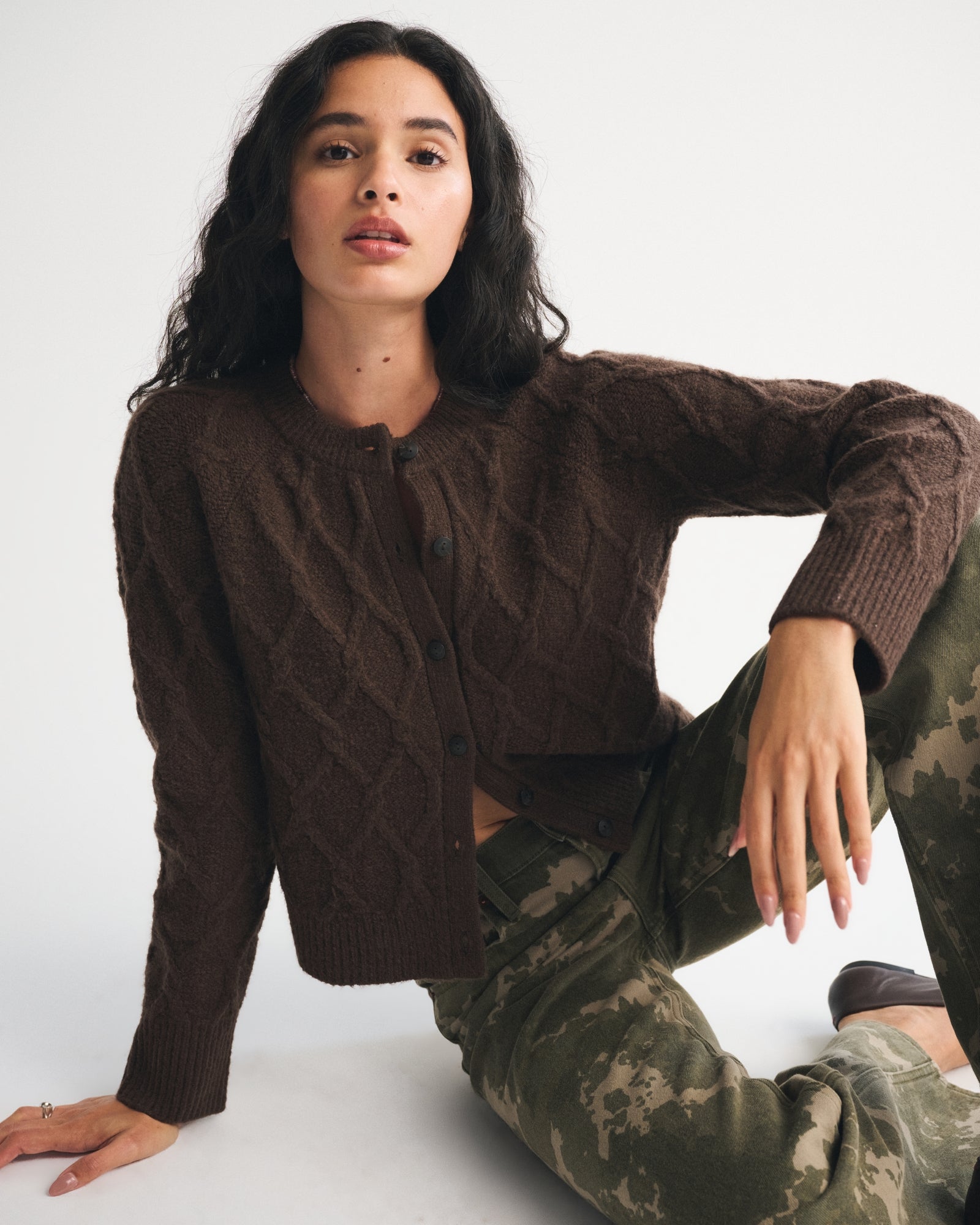 Abercrombie Cable-Knit Crew Cardigan