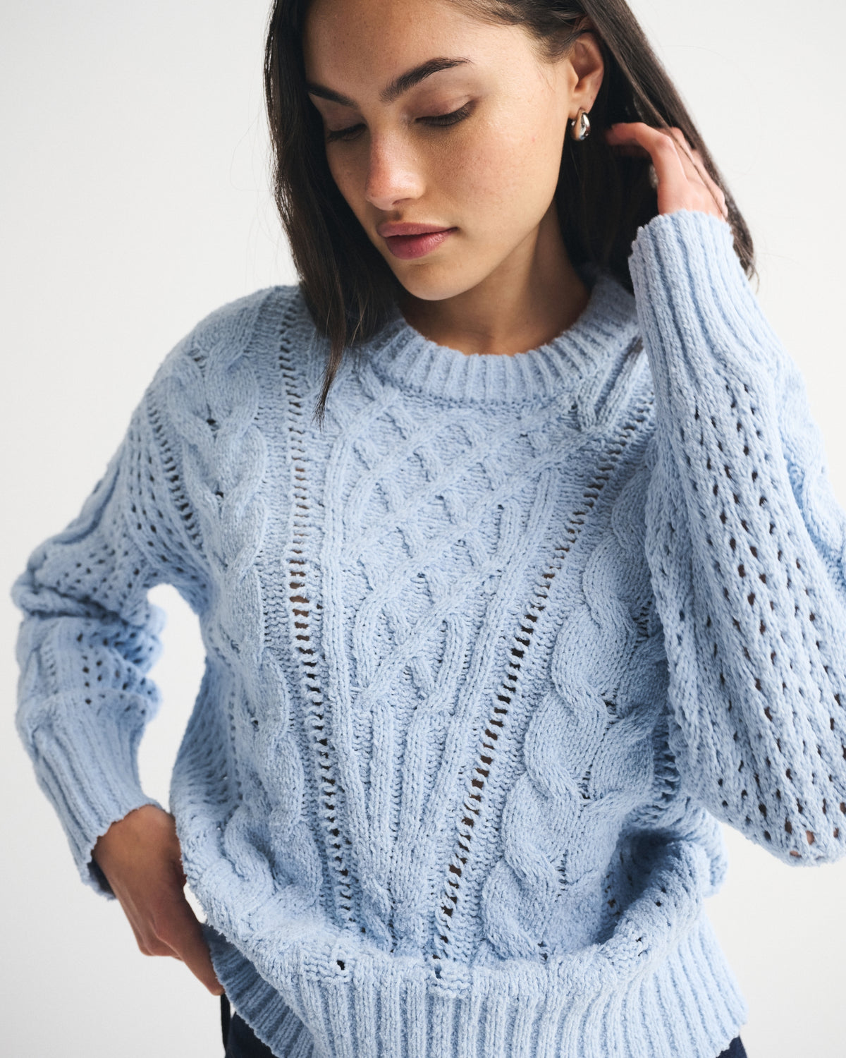 Abercrombie Textural Stitch Cable Crew Sweater