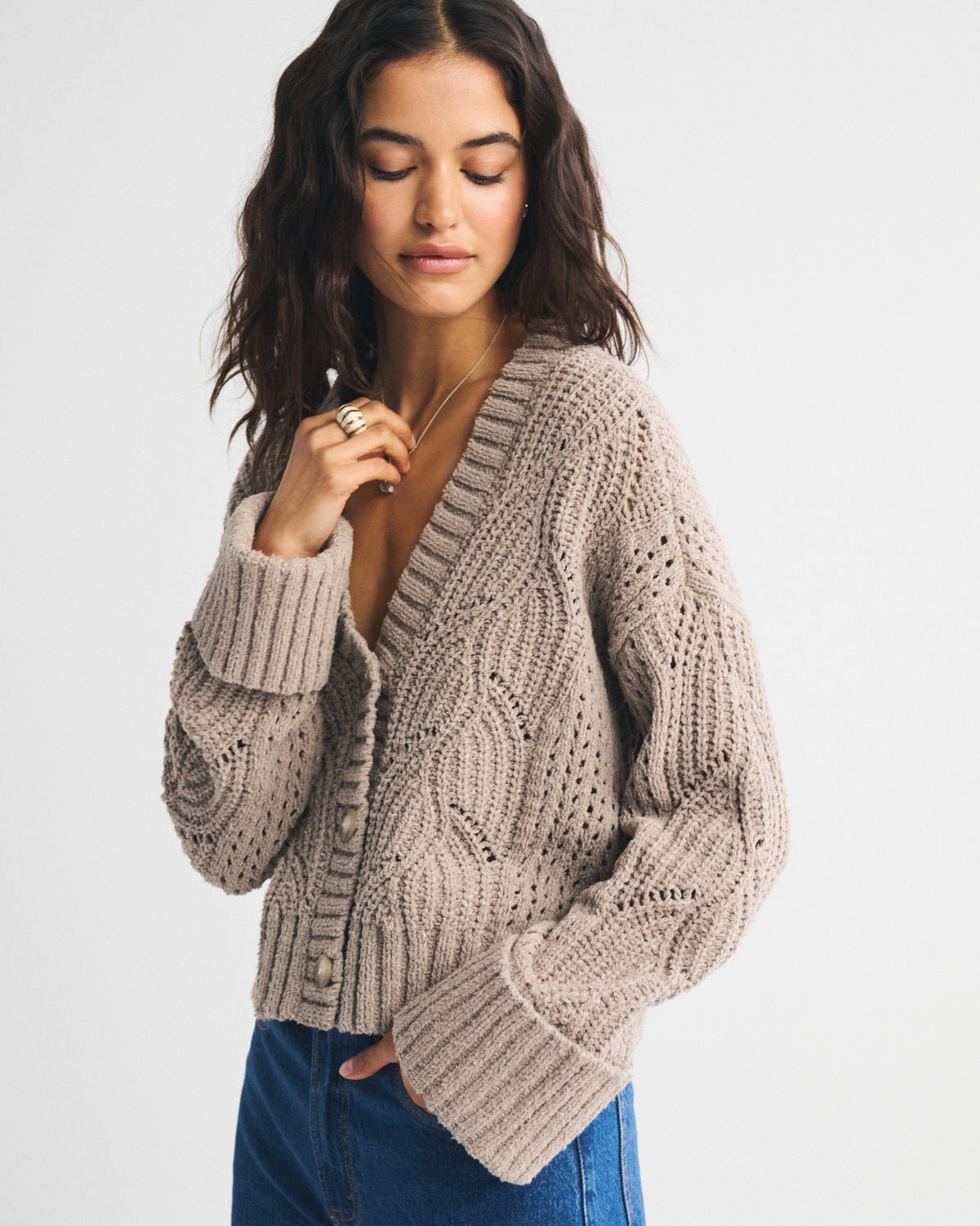 Abercrombie The A&F Cameron Textural Stitch Cardigan