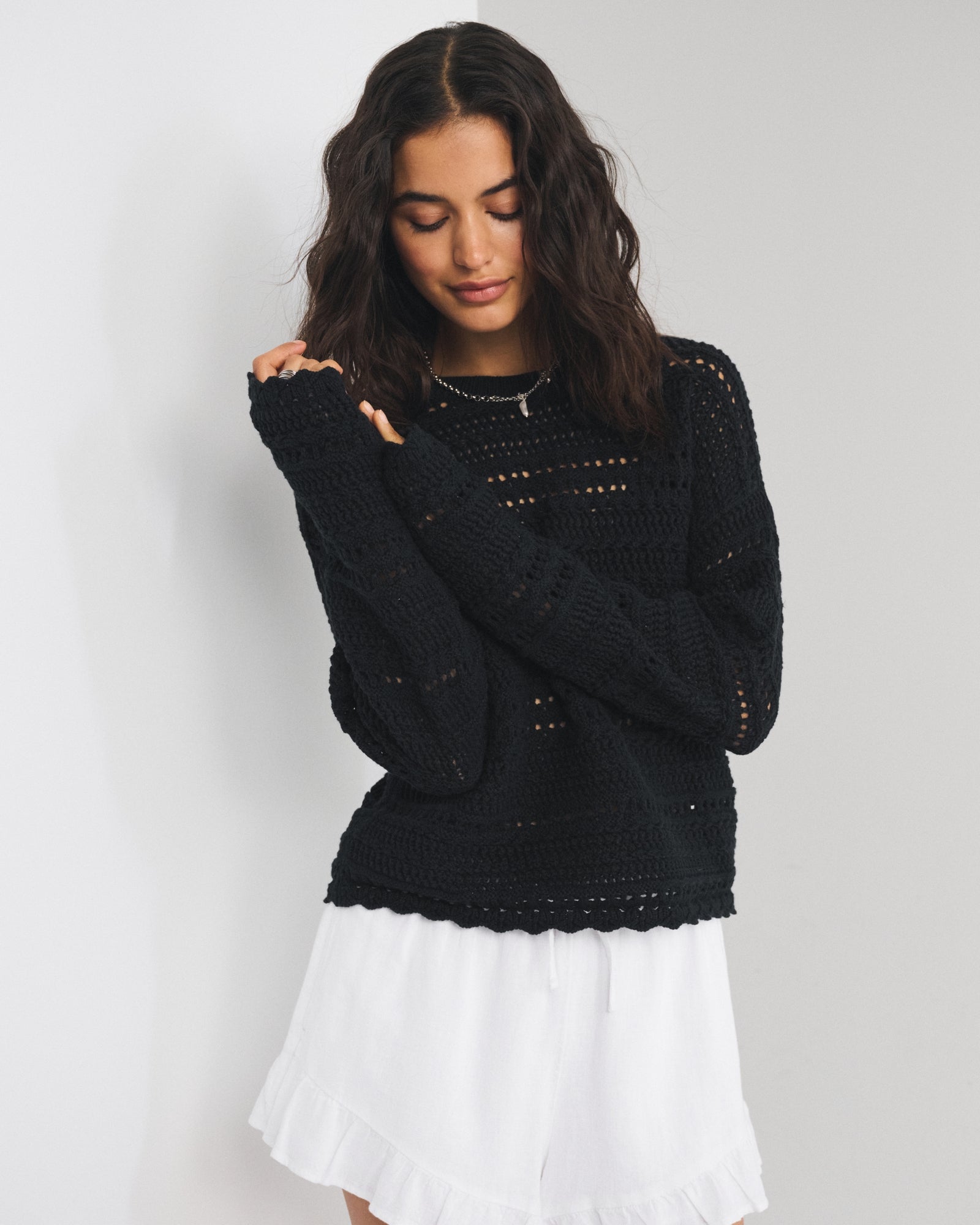 Abercrombie Open-Stitch Textural Crew Sweater