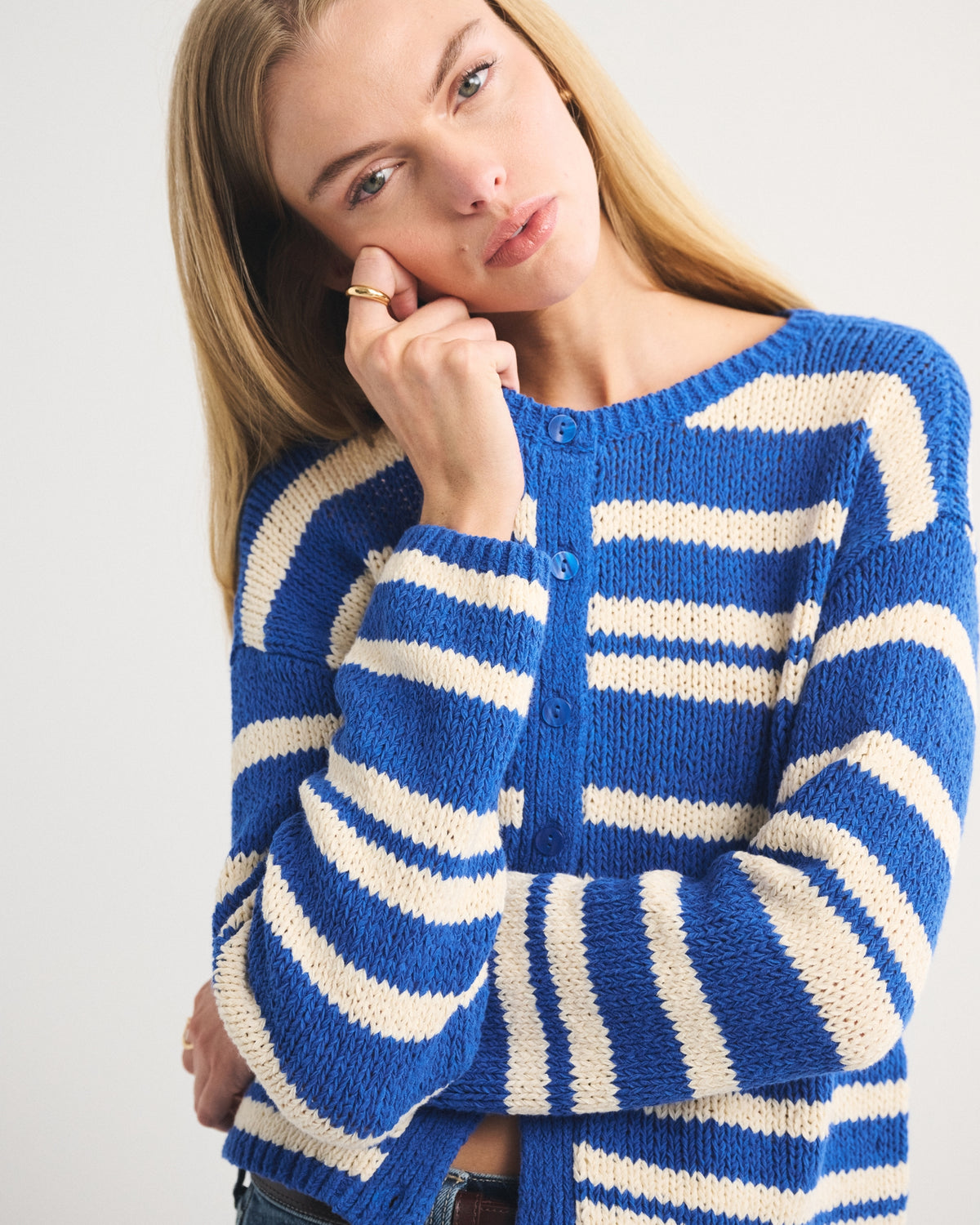 Abercrombie Open-Stitch Textural Crew Cardigan