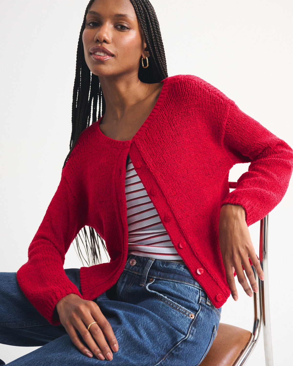 Abercrombie Open-Stitch Textural Crew Cardigan