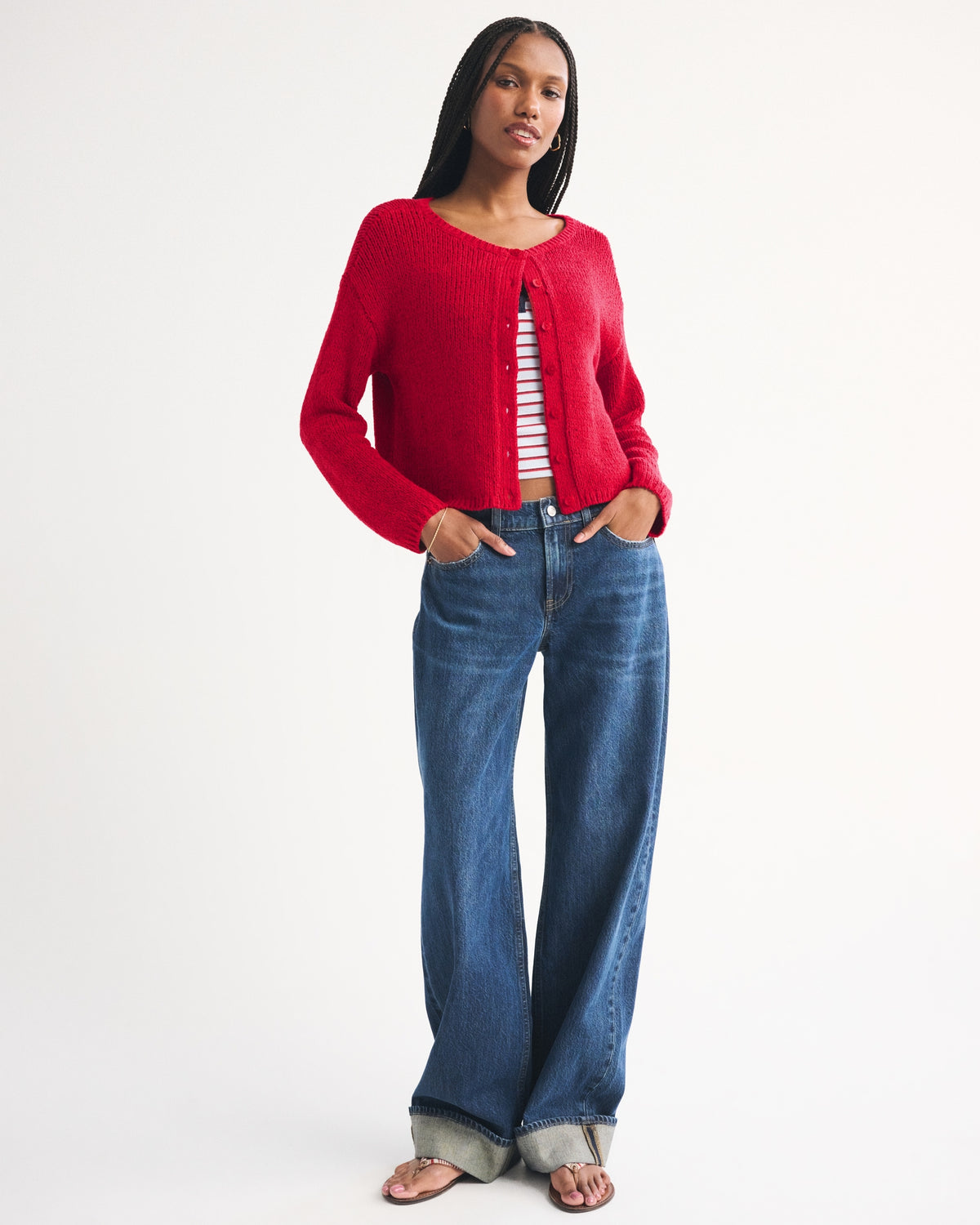 Abercrombie Open-Stitch Textural Crew Cardigan