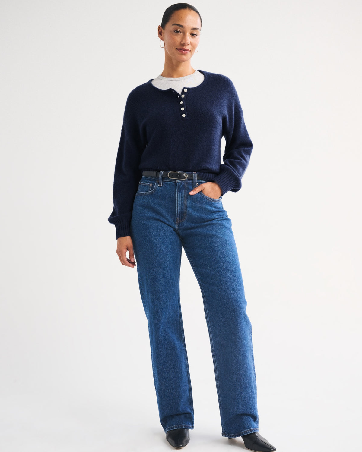 Abercrombie Merino Wool-Blend Henley Sweater