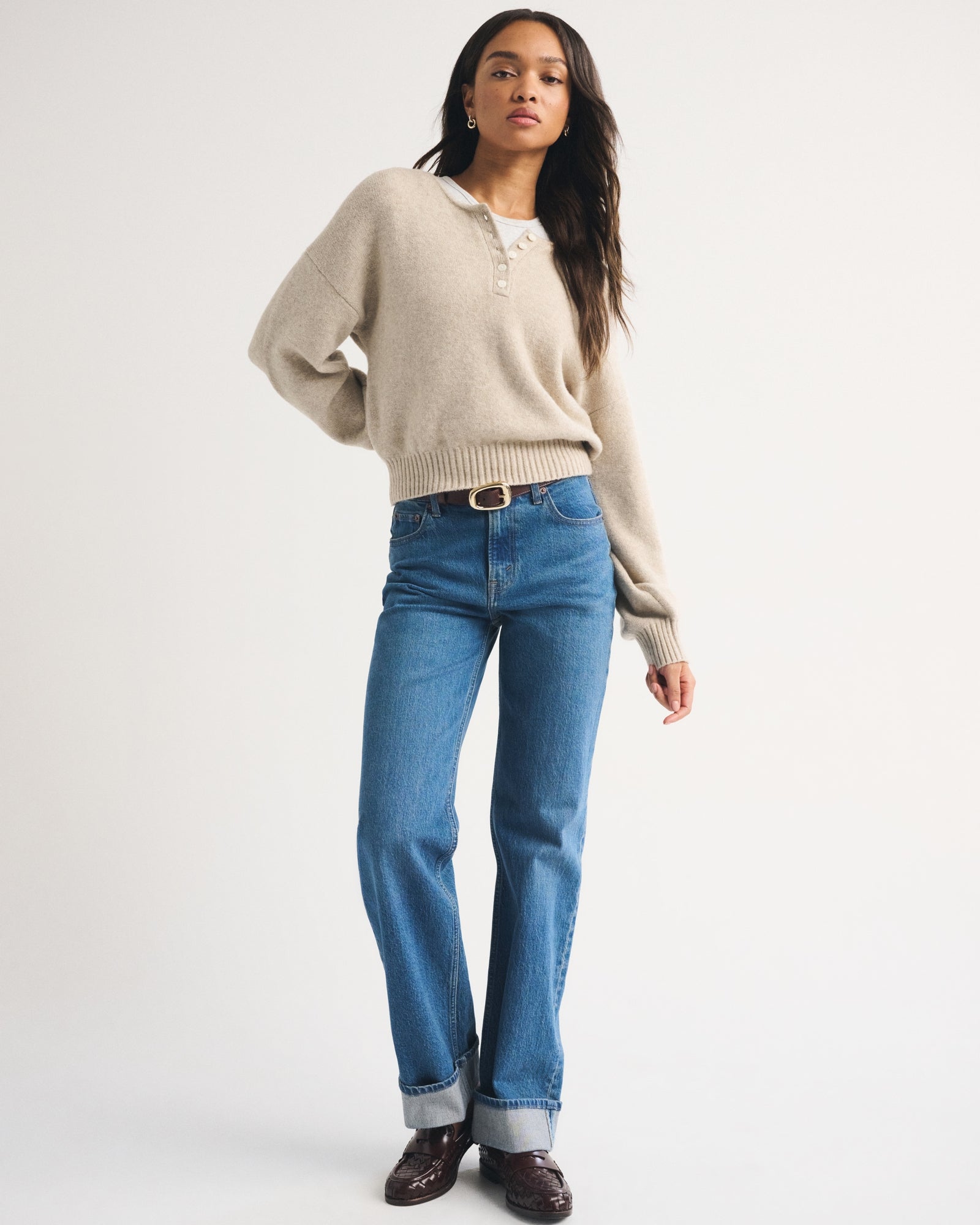 Abercrombie Merino Wool-Blend Henley Sweater