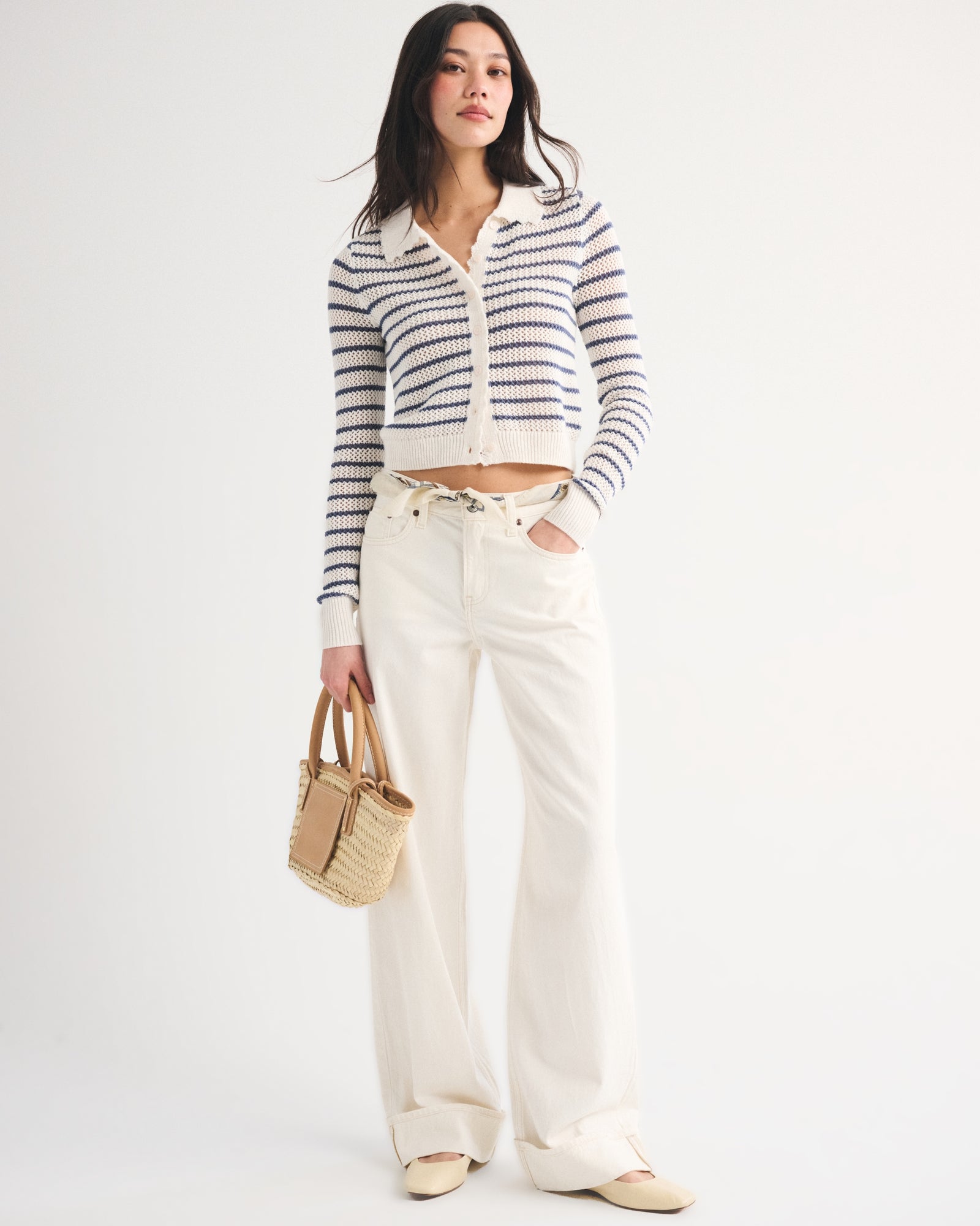 Abercrombie Crochet-Style Collared Cardigan