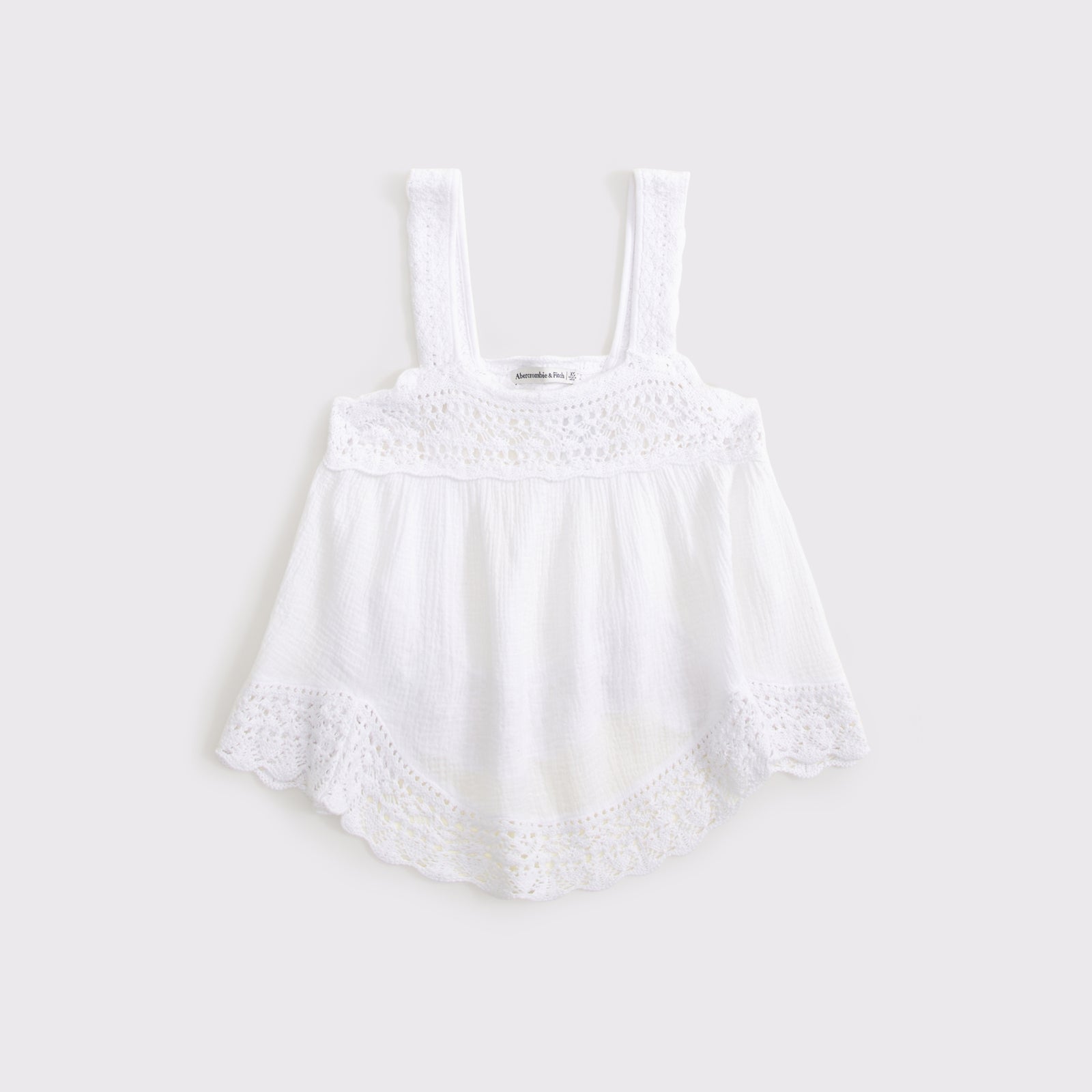 Abercrombie 100% Cotton Squareneck Crochet Tank