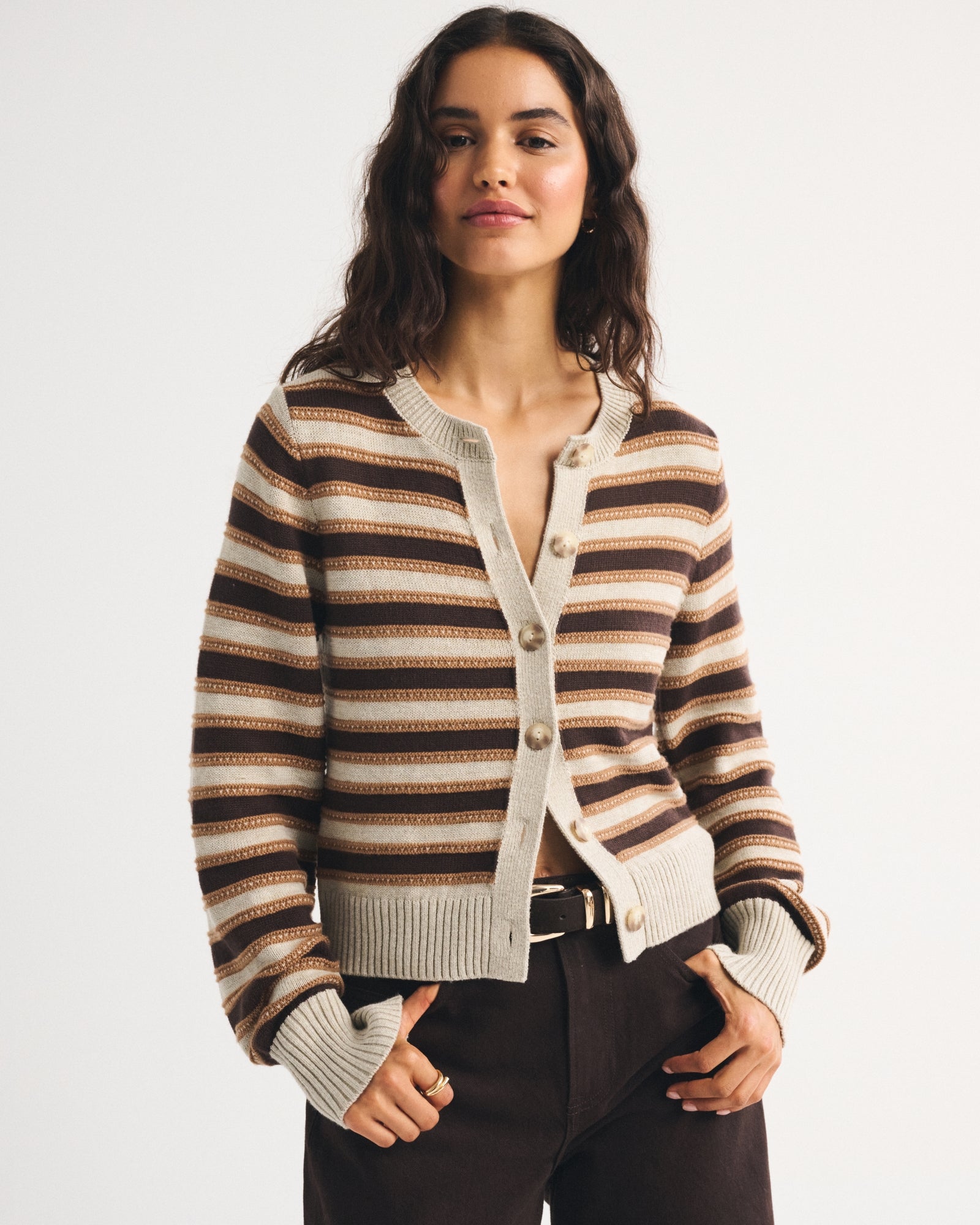 Abercrombie Textural Stitch Shrunken Cardigan