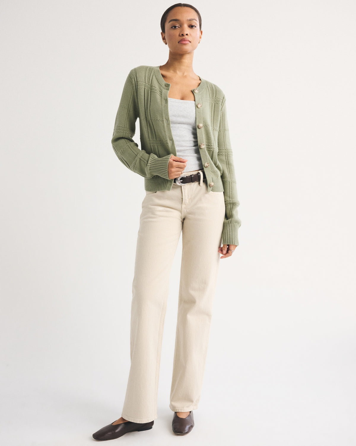 Abercrombie Textural Stitch Shrunken Cardigan