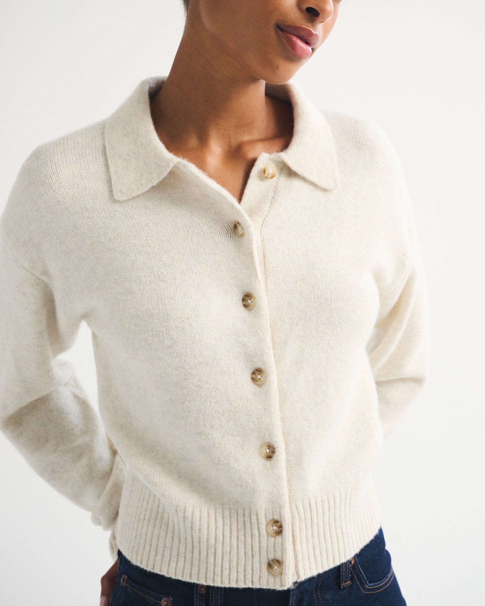 Abercrombie Merino Wool-Blend Collared Cardigan
