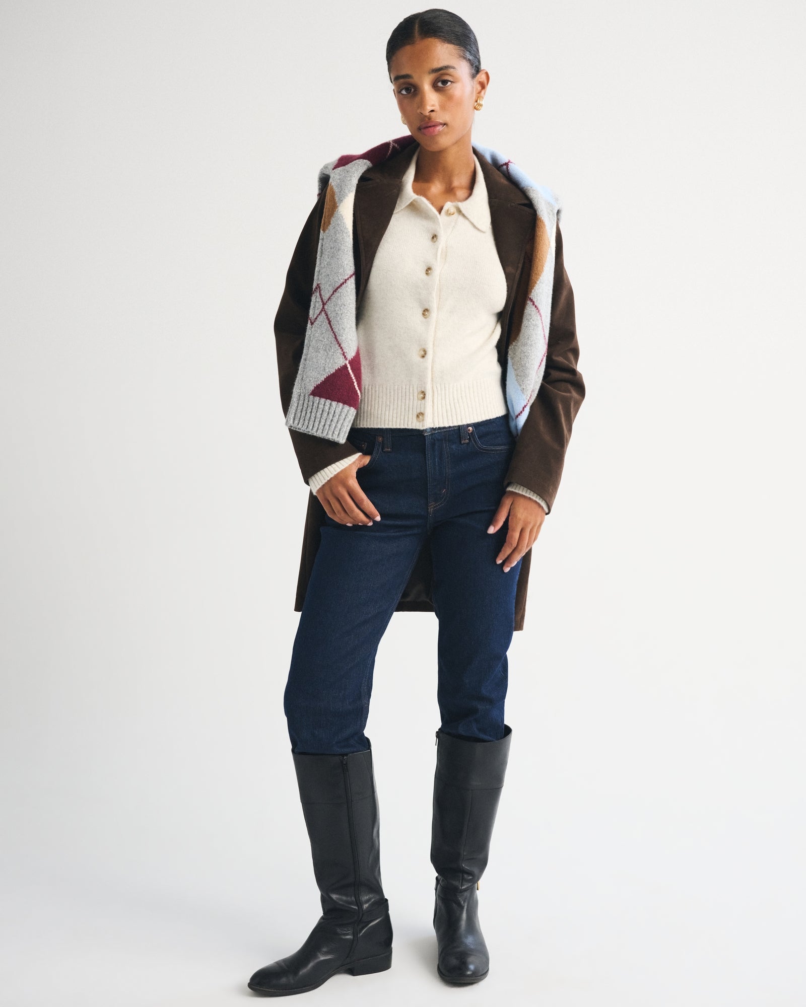 Abercrombie Merino Wool-Blend Collared Cardigan