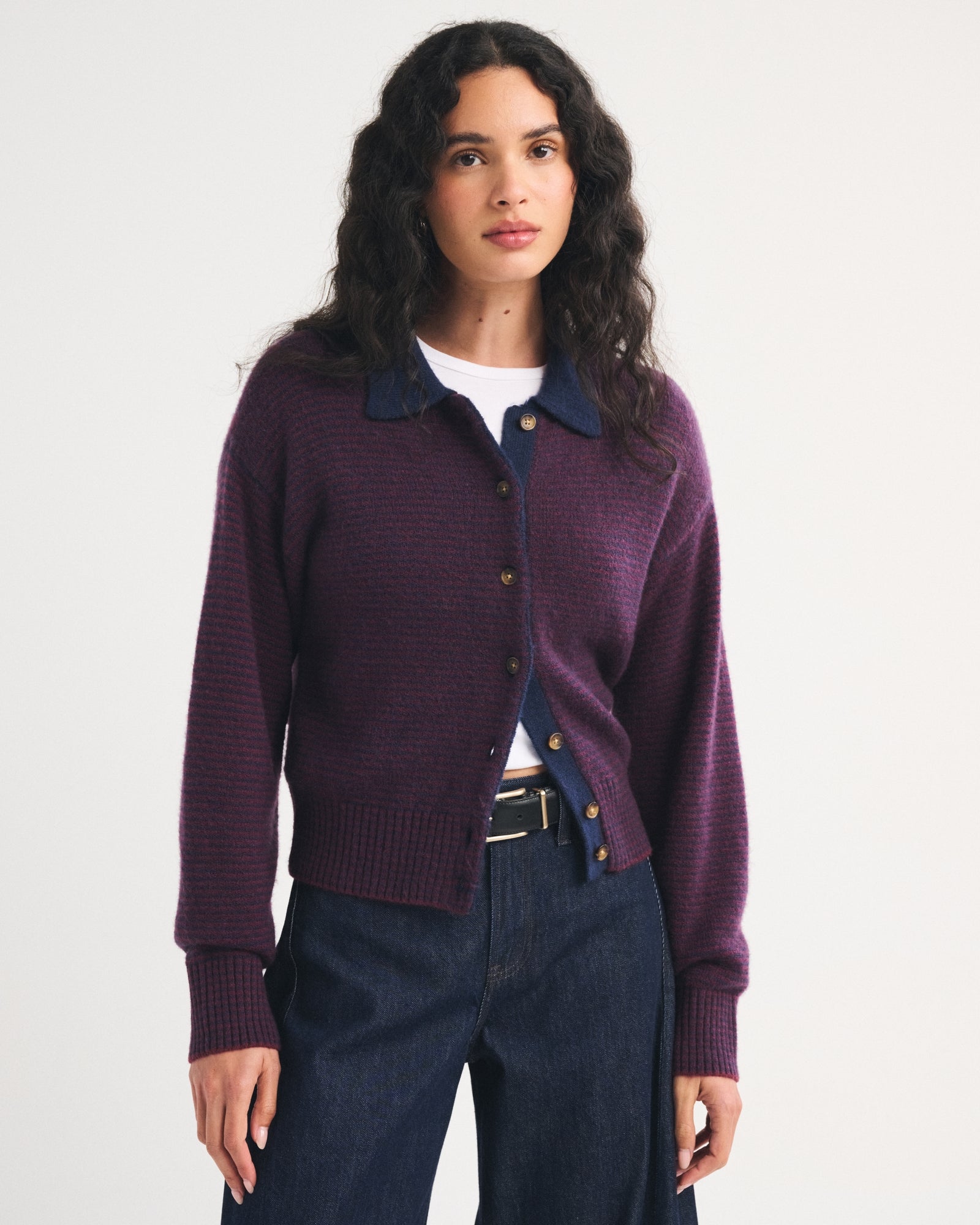 Abercrombie Merino Wool-Blend Collared Cardigan