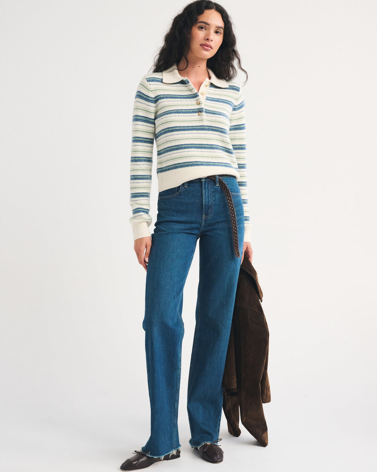 Abercrombie Merino Wool-Blend Long-Sleeve Polo