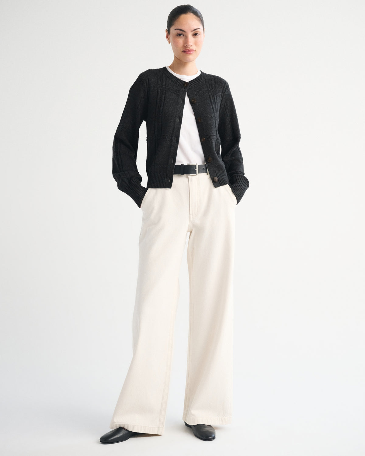 Abercrombie Textural Stitch Shrunken Cardigan