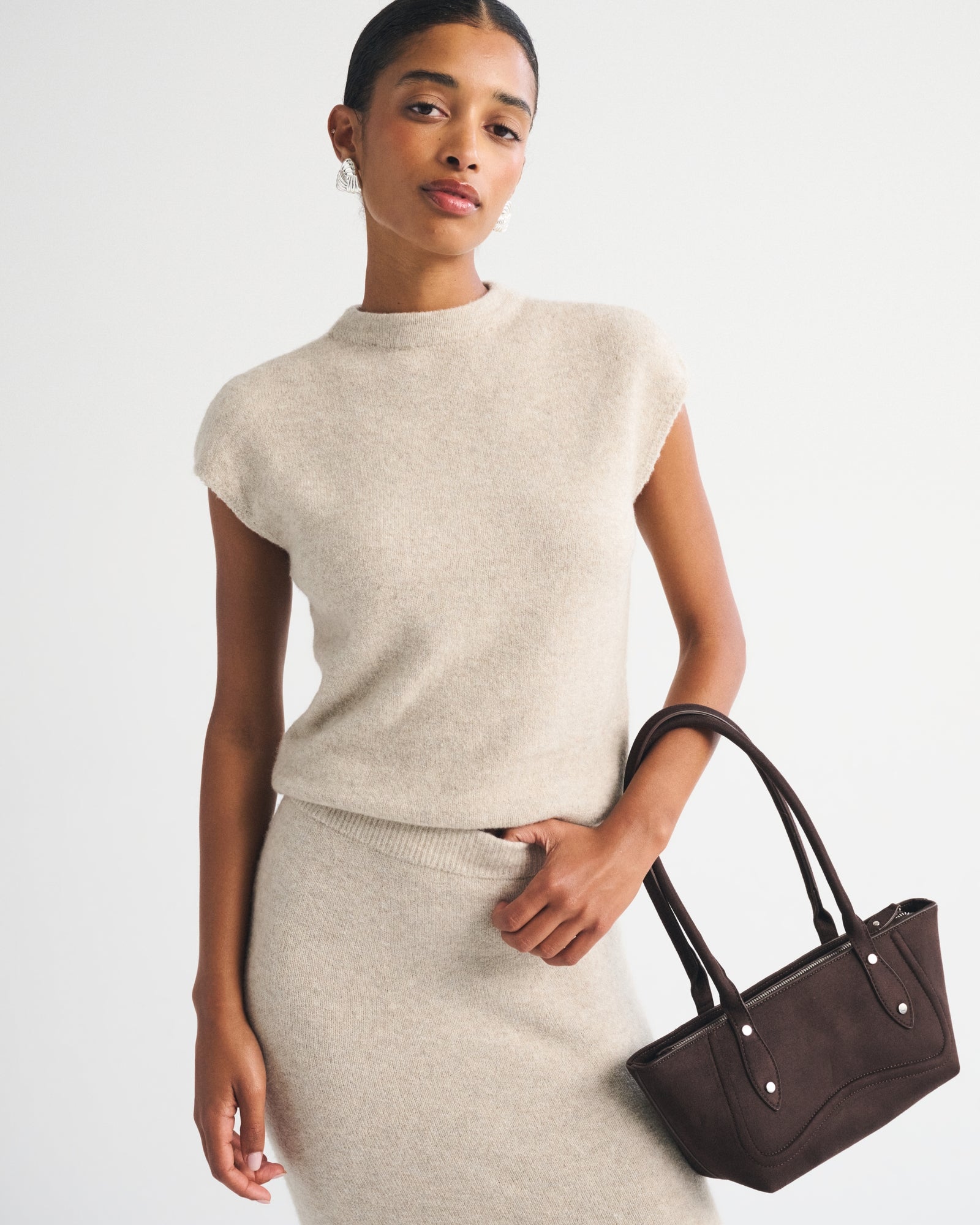 Abercrombie Merino Wool-Blend Short-Sleeve Mock Neck Sweater
