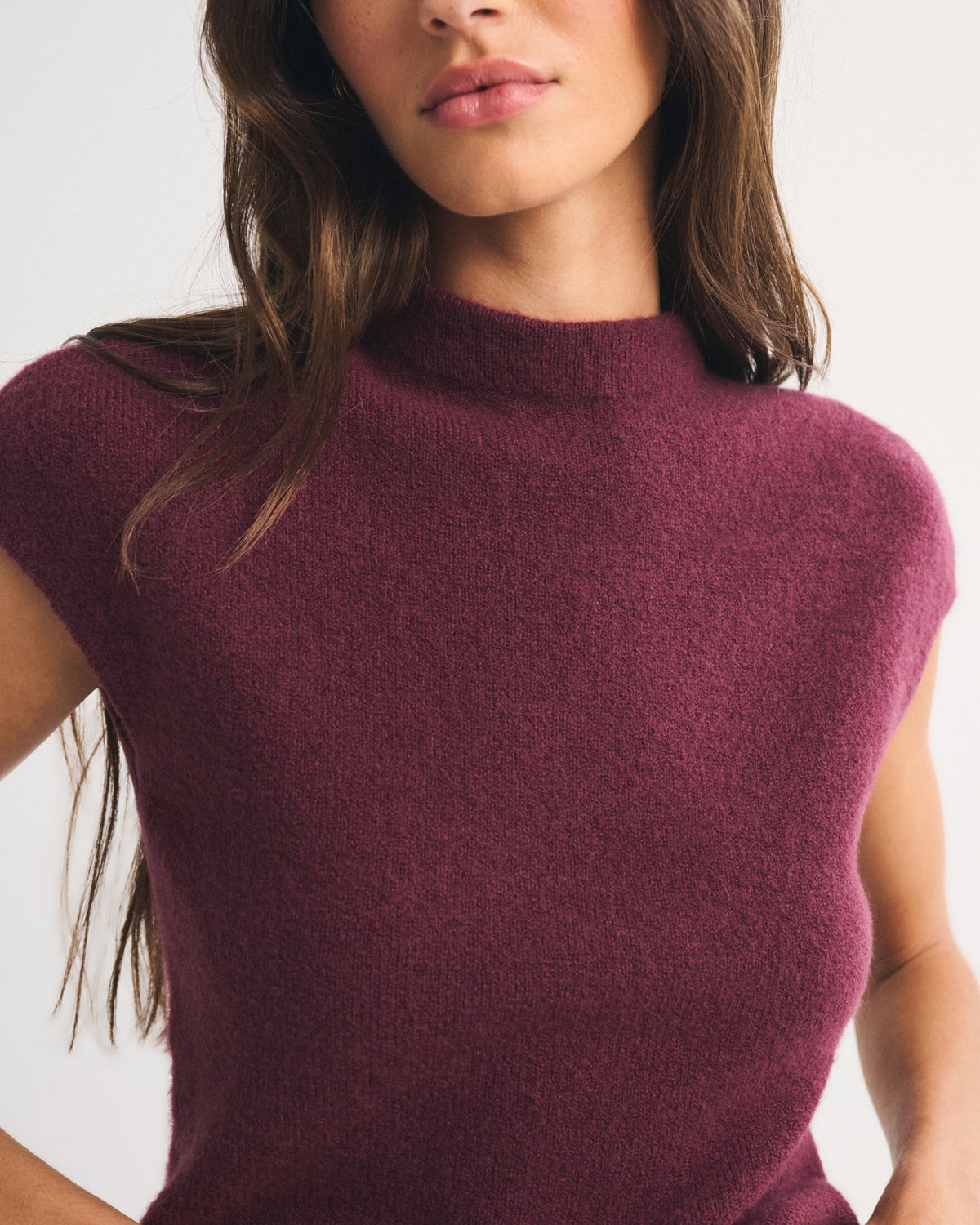 Abercrombie Merino Wool-Blend Short-Sleeve Mock Neck Sweater