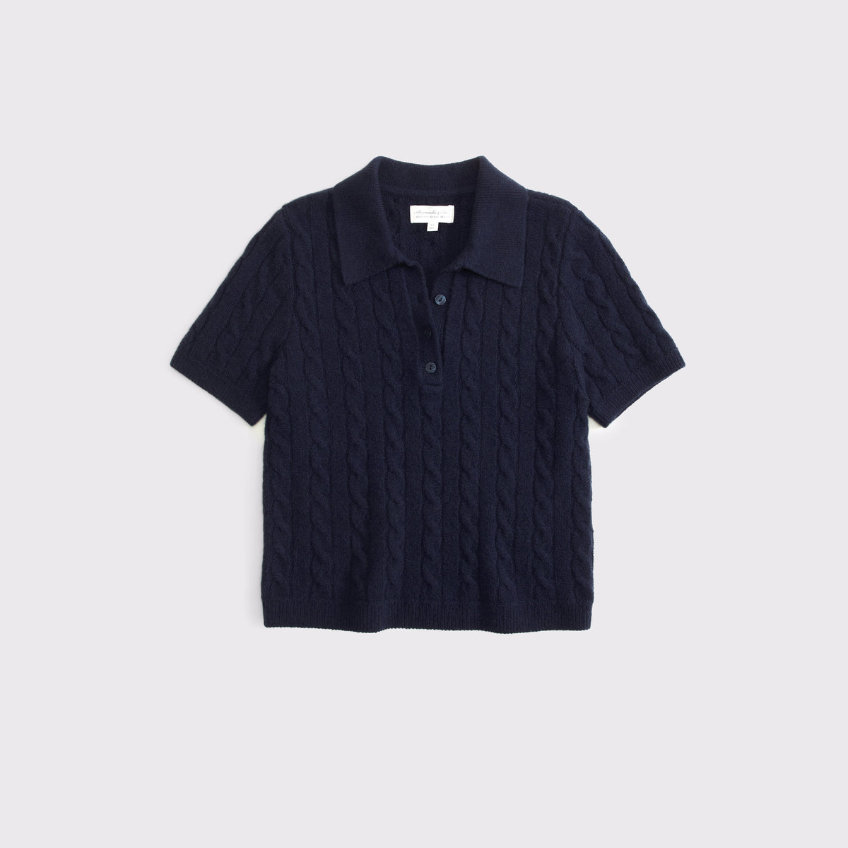 Abercrombie Merino Wool-Blend Cable Short-Sleeve Polo