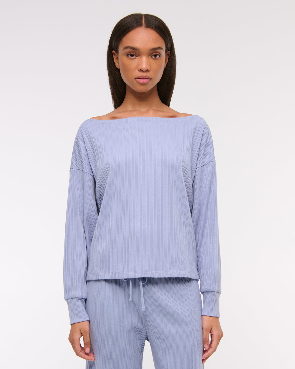 Abercrombie Long-Sleeve Lounge Wide Rib Slash Top