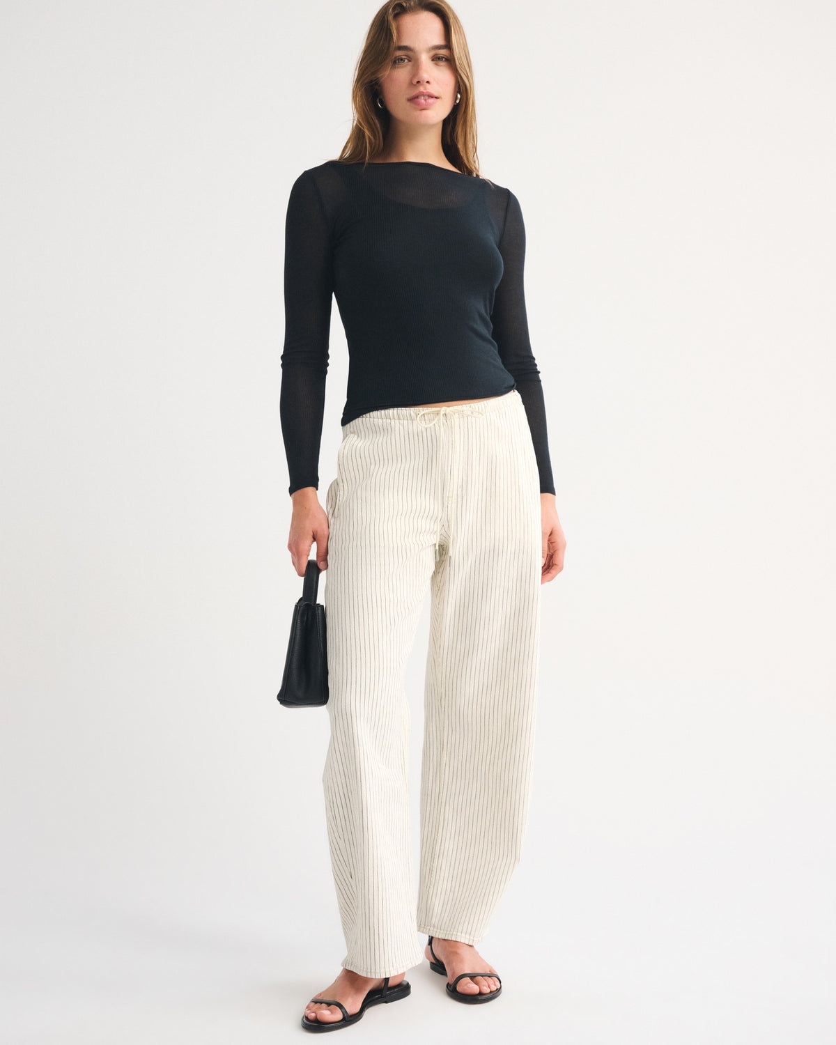 Abercrombie Linen-Blend Denim Pull-On Barrel Jean
