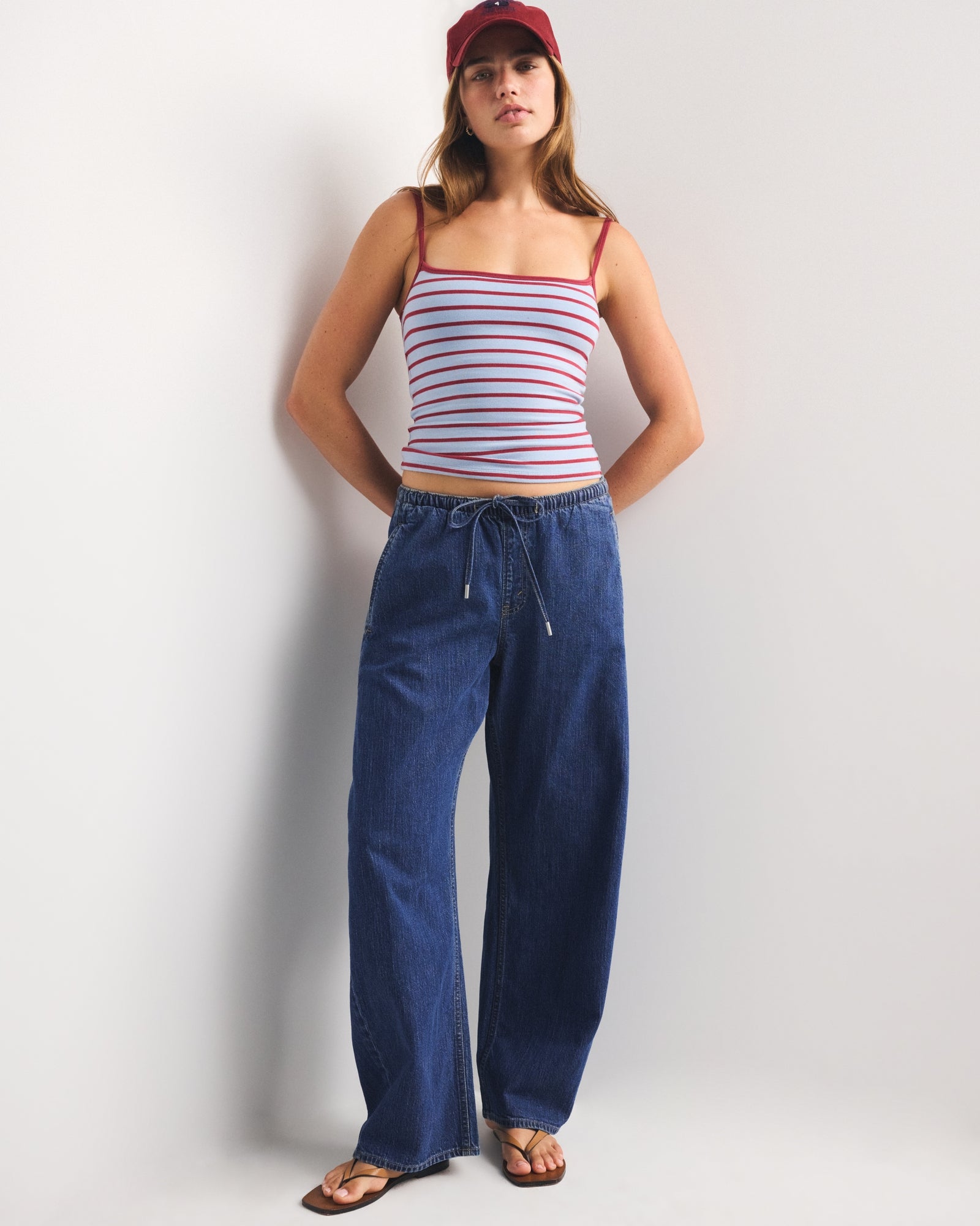 Abercrombie Linen-Blend Denim Pull-On Barrel Jean