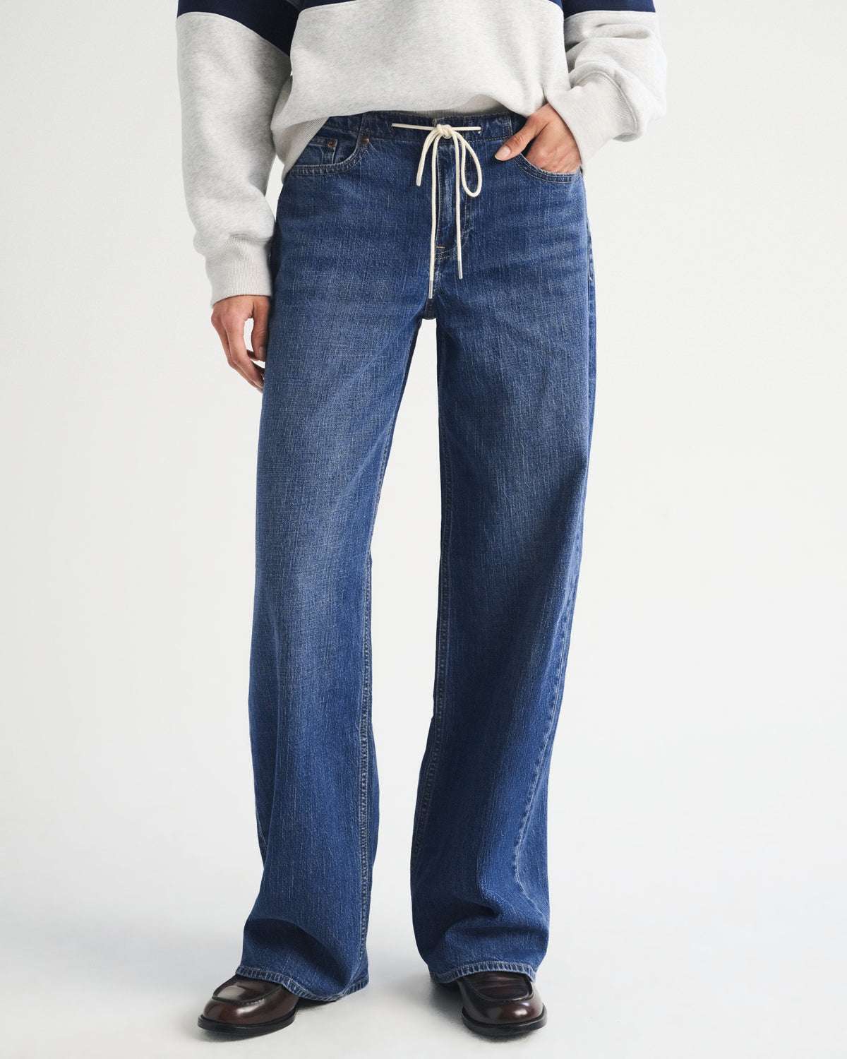 Abercrombie Linen-Blend Low Rise Ultra Loose Drawstring Jean