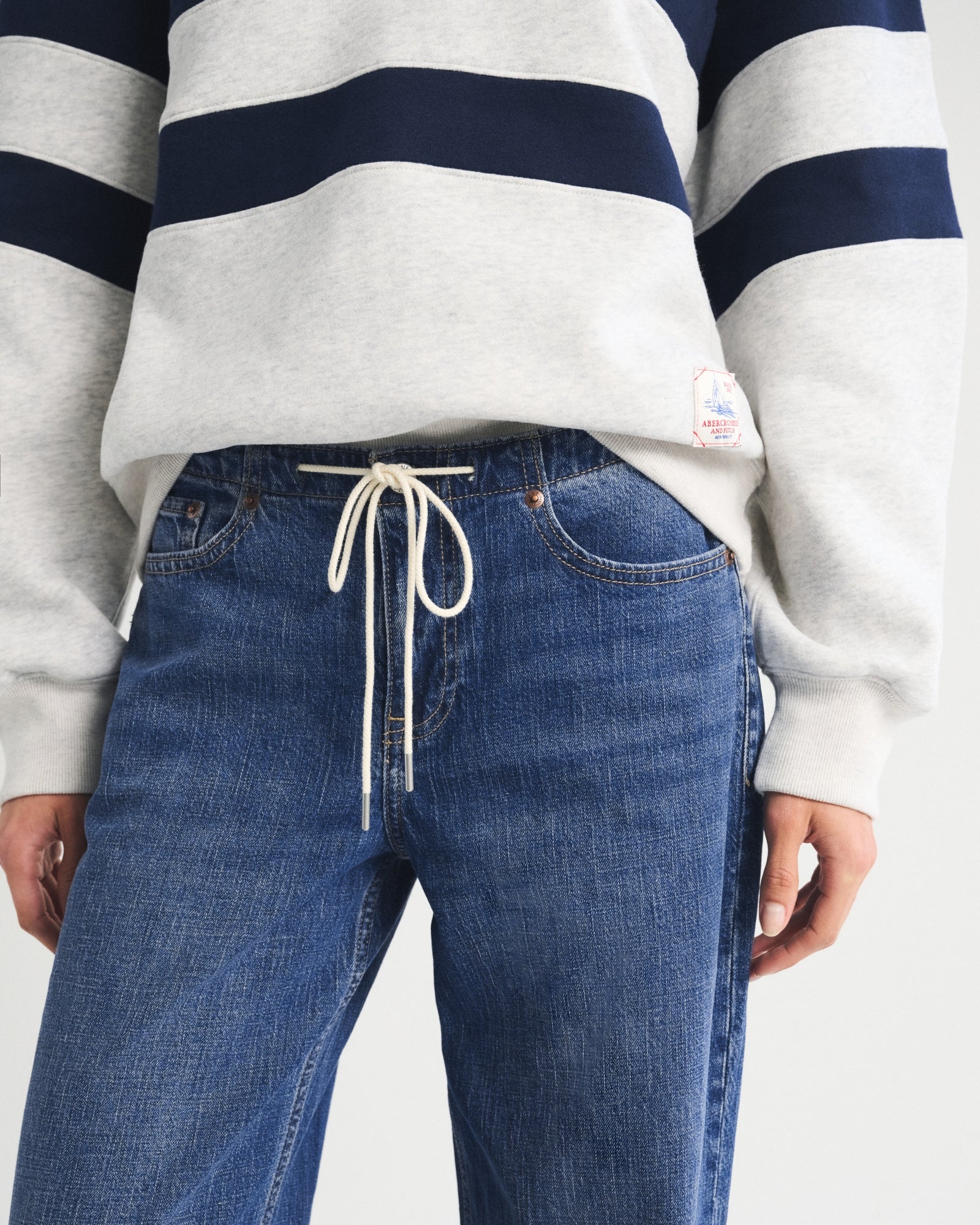 Abercrombie Linen-Blend Low Rise Ultra Loose Drawstring Jean
