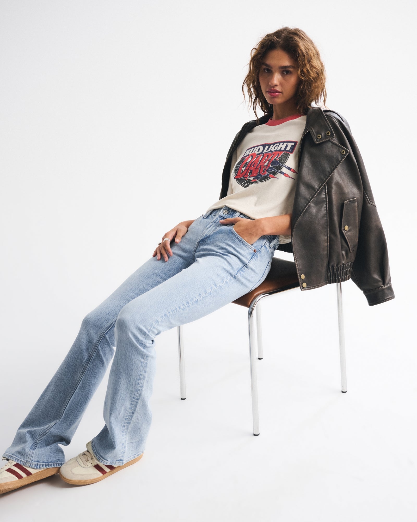 Abercrombie Mid Rise Bootcut Frayed Hem Jean