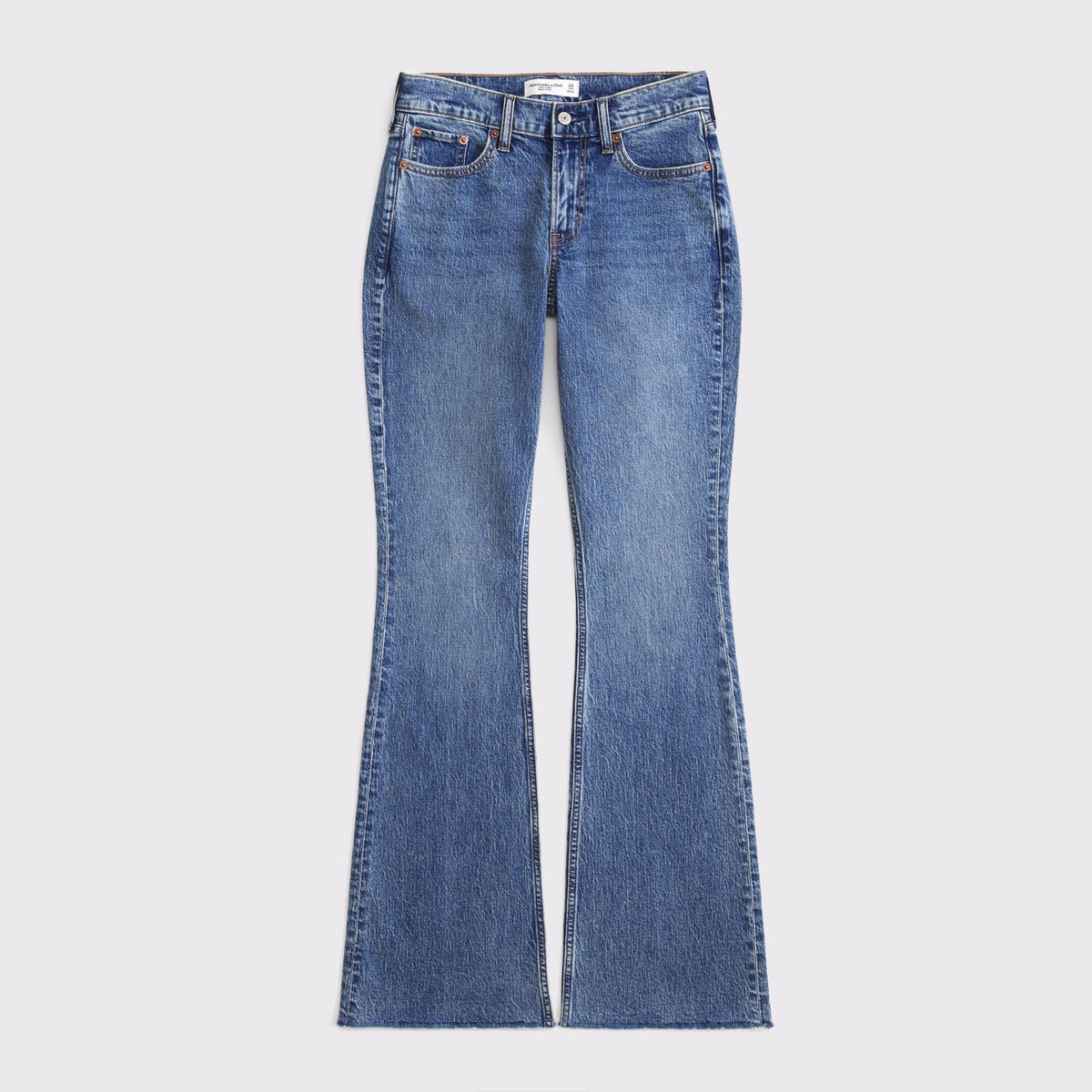 Abercrombie Mid Rise Bootcut Frayed Hem Jean