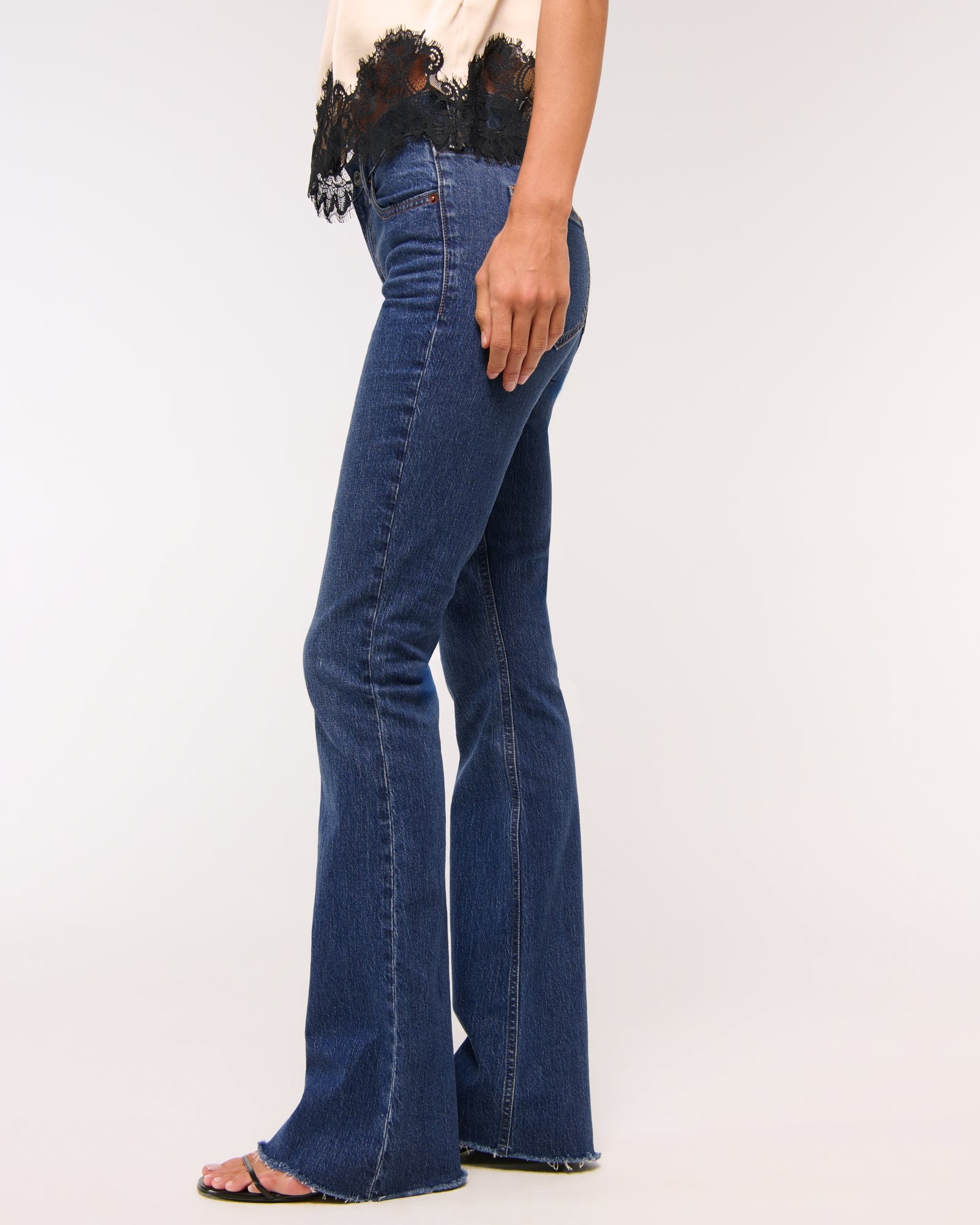 Abercrombie Mid Rise Bootcut Frayed Hem Jean
