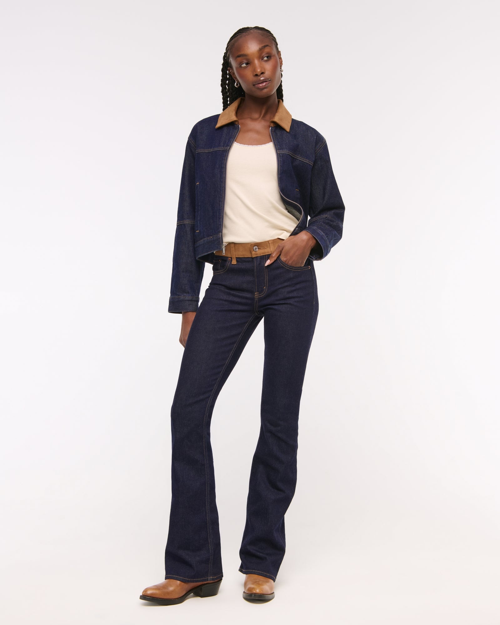 Abercrombie Mid Rise Bootcut Frayed Hem Jean