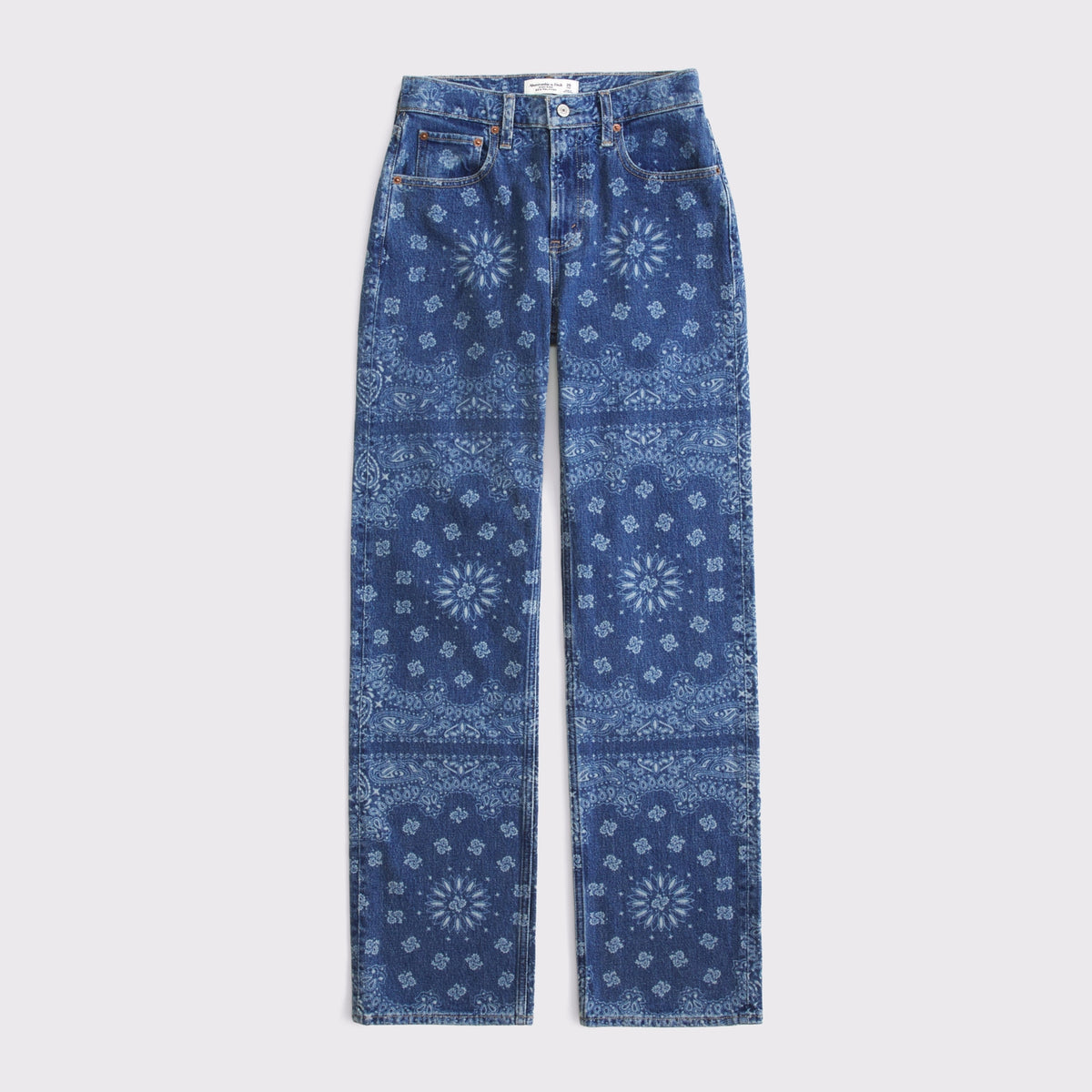 Abercrombie Curve Love High Rise 90s Relaxed Bandana Print Jean