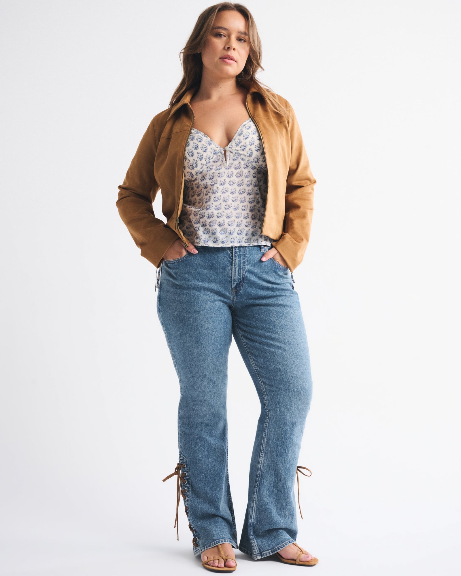 Abercrombie Curve Love Mid Rise Bootcut Frayed Hem Jean