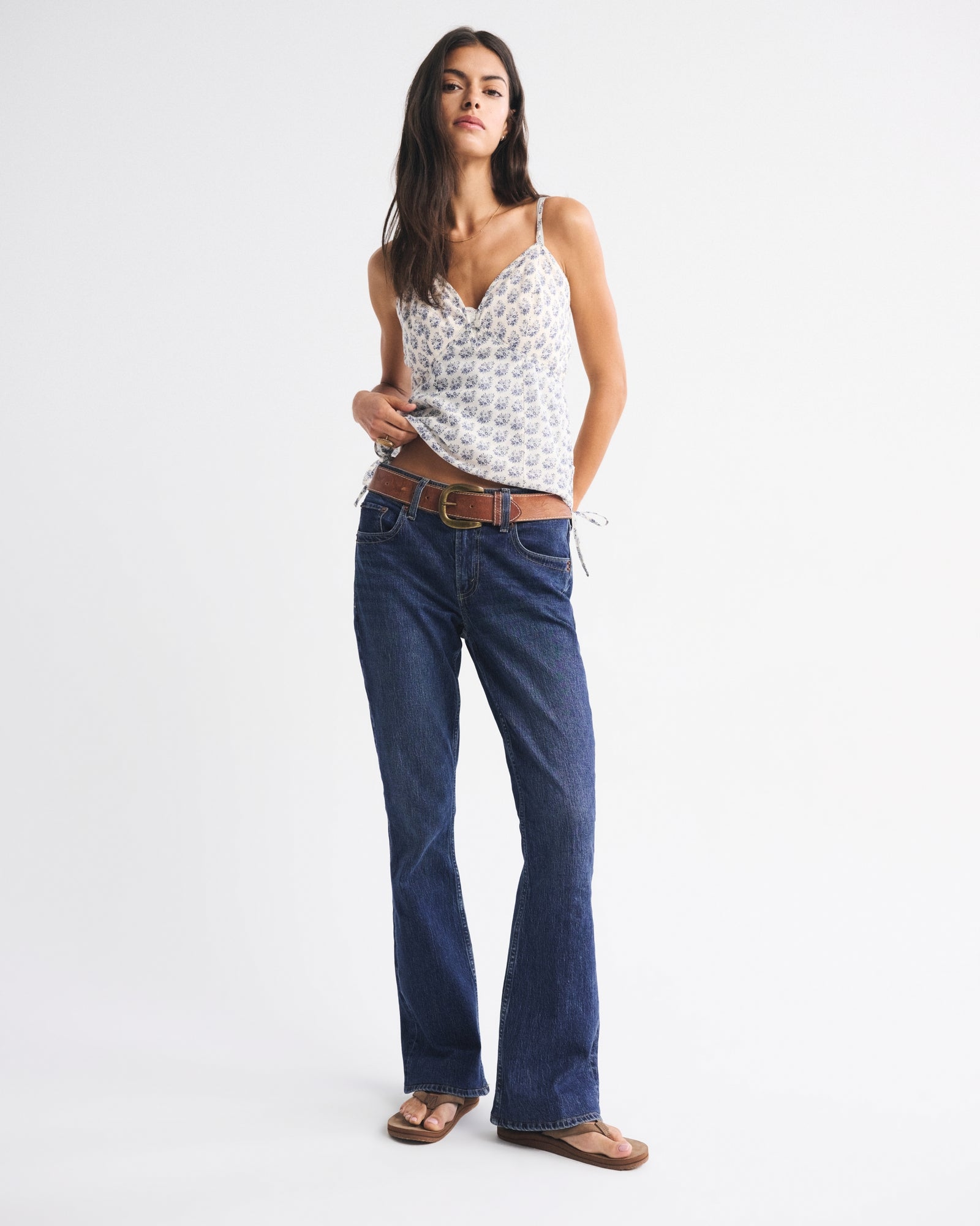 Abercrombie Mid Rise Bootcut Frayed Hem Jean