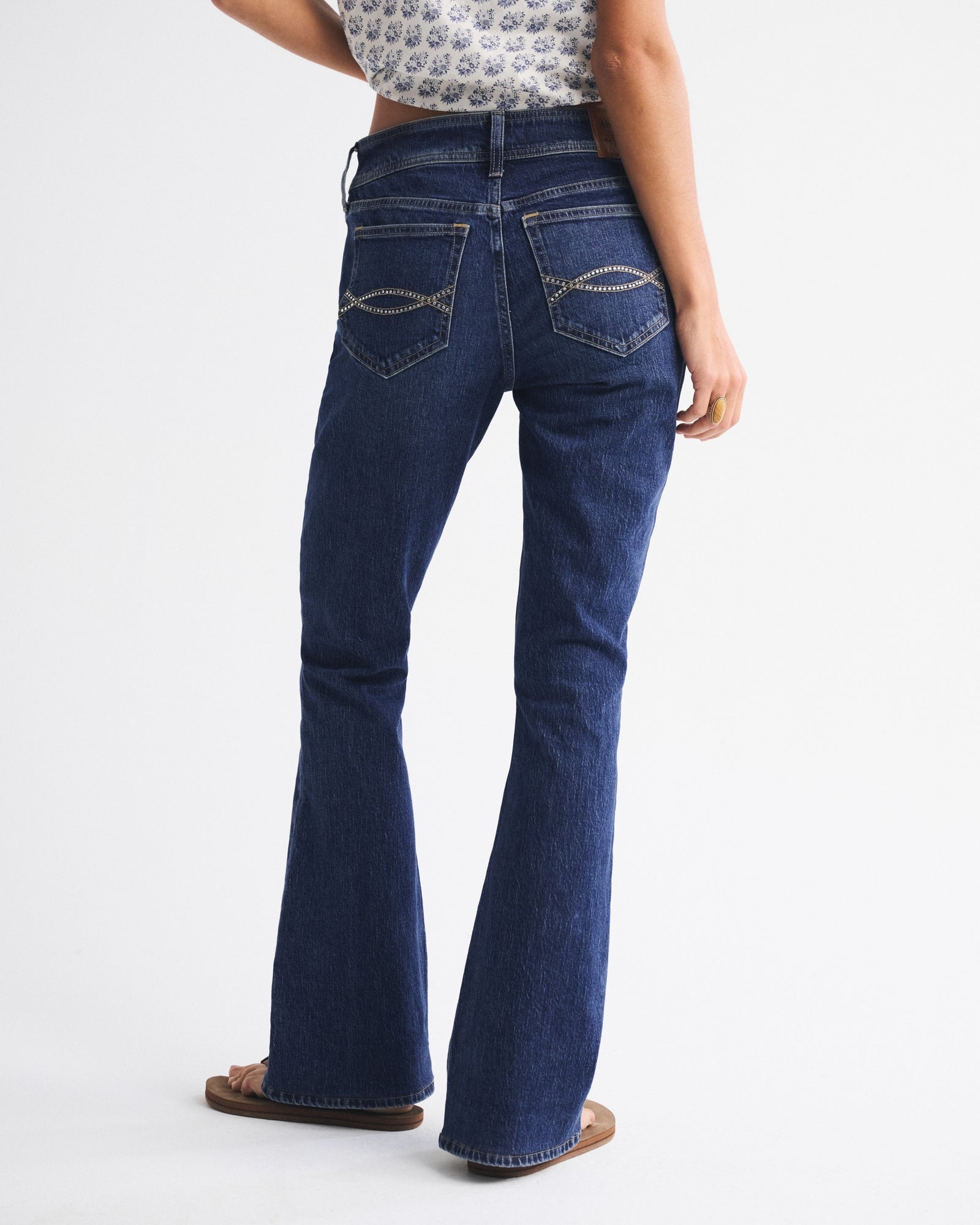 Abercrombie Mid Rise Bootcut Frayed Hem Jean