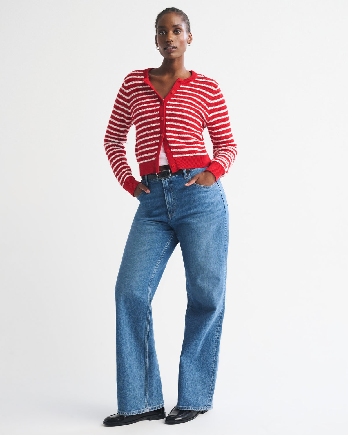 Abercrombie Curve Love High Rise 90s Relaxed Floral Embroidered Jean