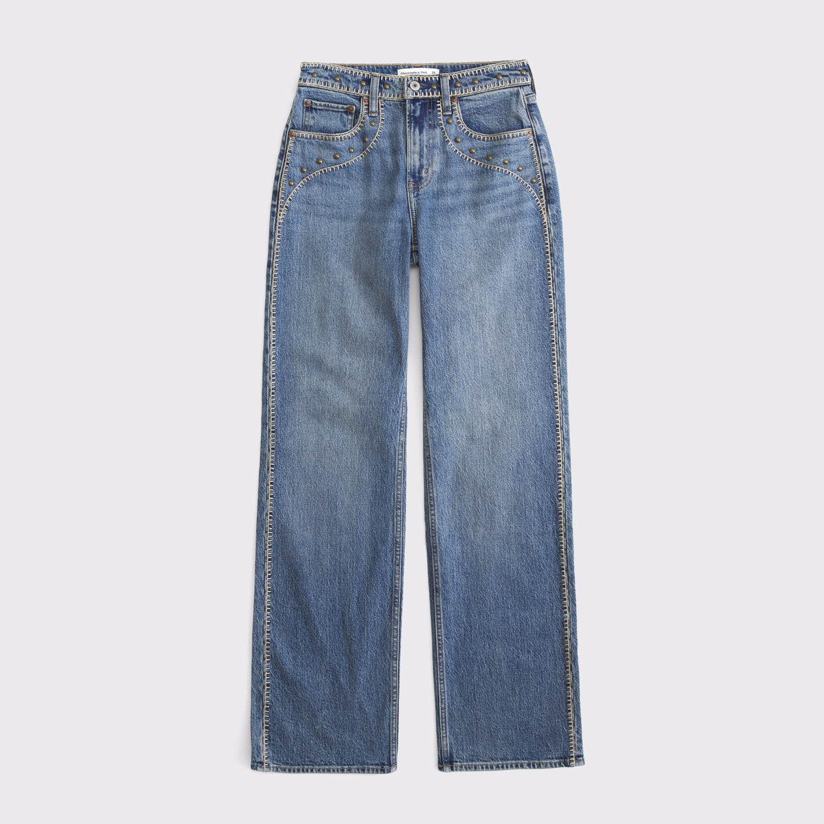 Abercrombie Curve Love High Rise 90s Relaxed Floral Embroidered Jean