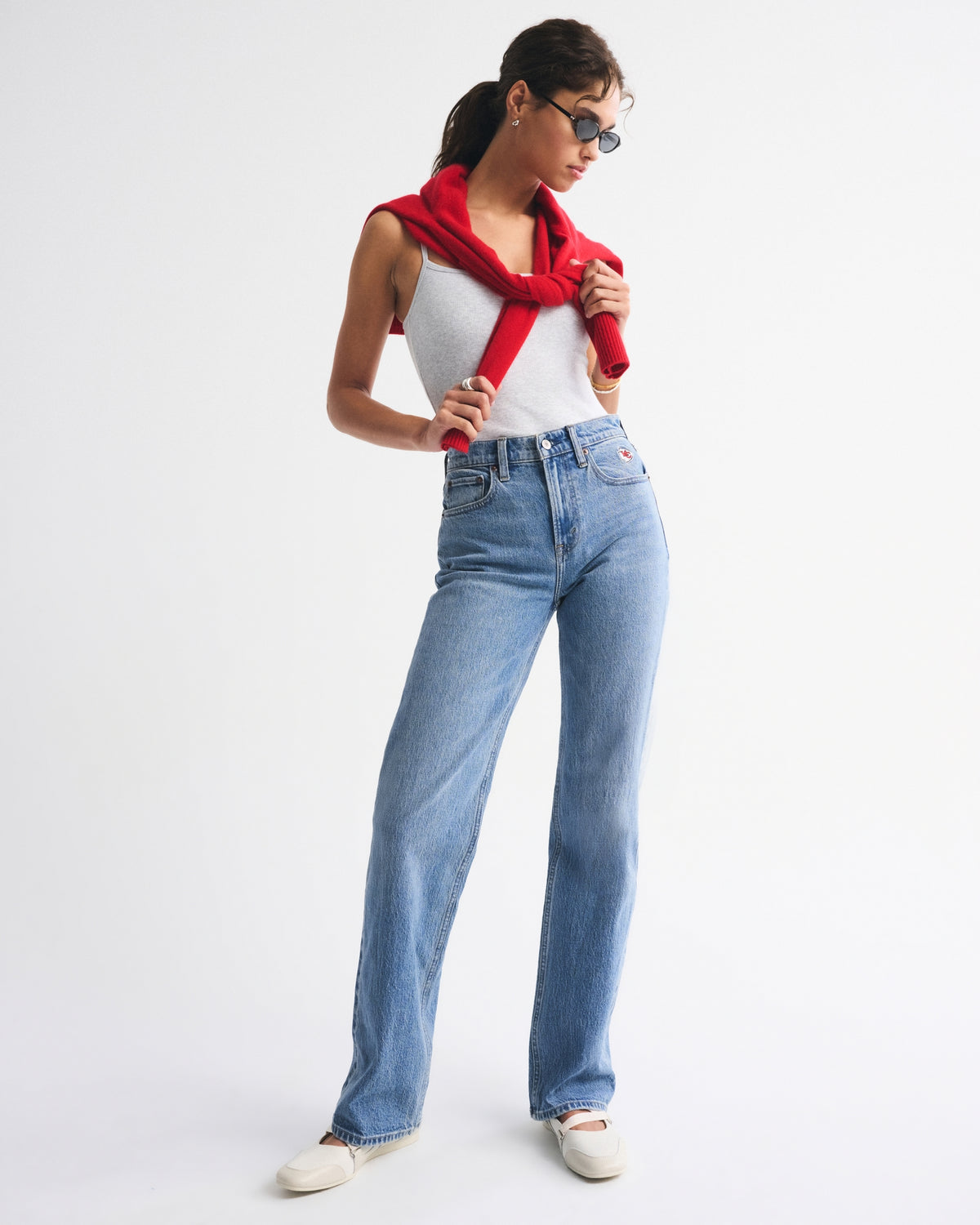 Abercrombie High Rise 90s Relaxed Dallas Cowboys Embroidered Jean